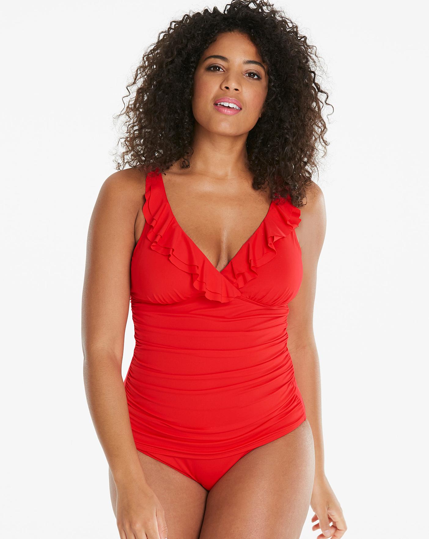 ruffle neck swimsuit