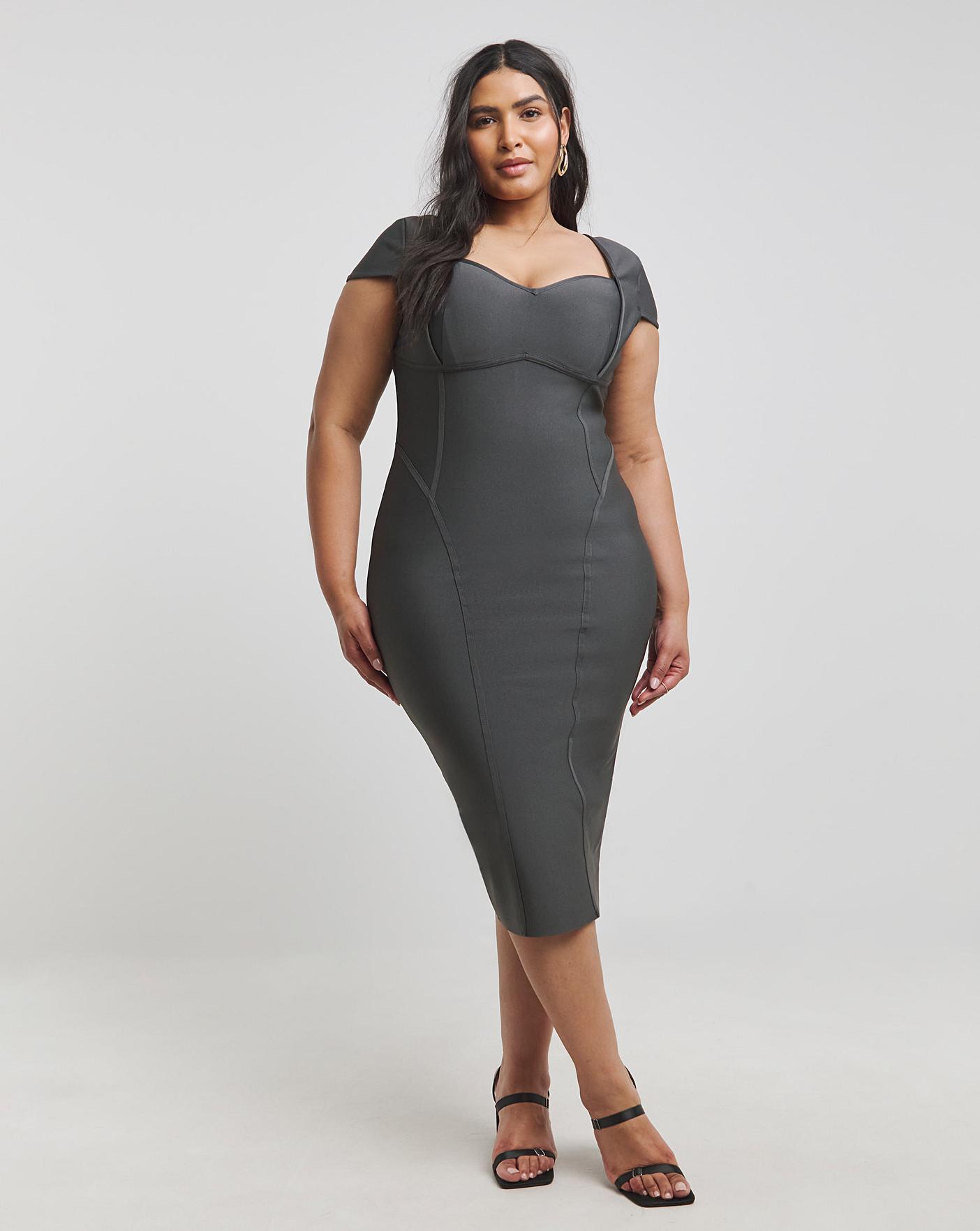 Contouring Seam Bandage Midi Dress | Simply Be