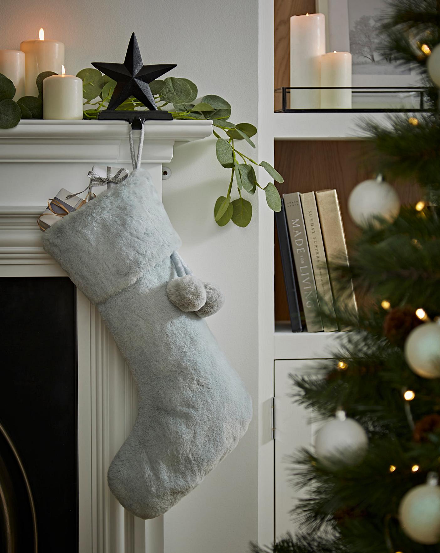 Grey fur christmas stocking Clearance