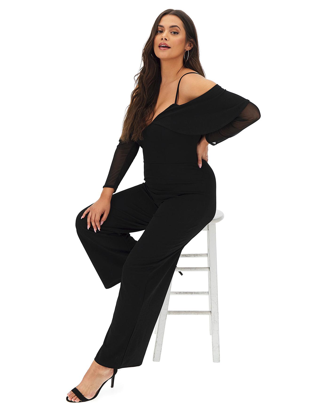 mesh sleeve jumpsuit