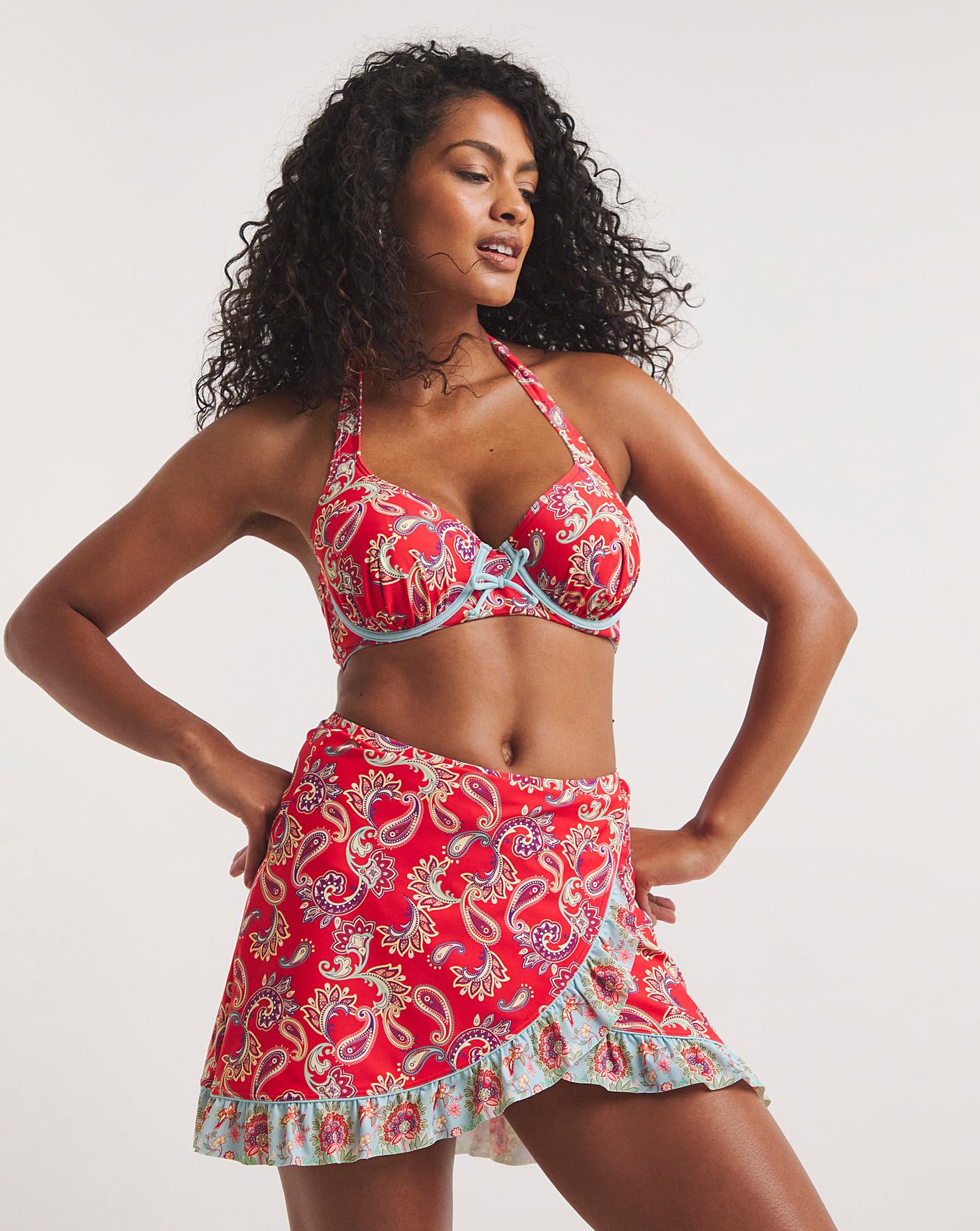 Couple Matching Print Swim Shorts / Set: Floral Print Bikini + Swim Skirt