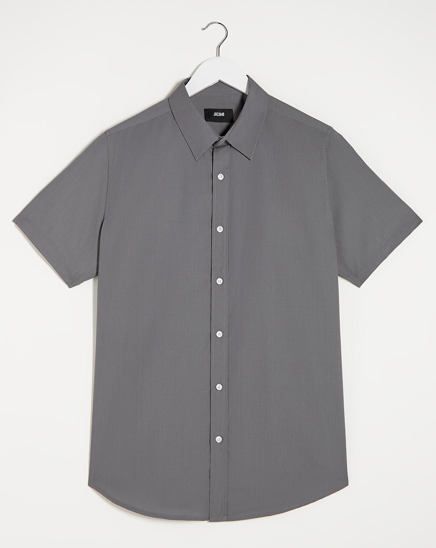 Grey Short Sleeve Formal Shirt Reg Jacamo