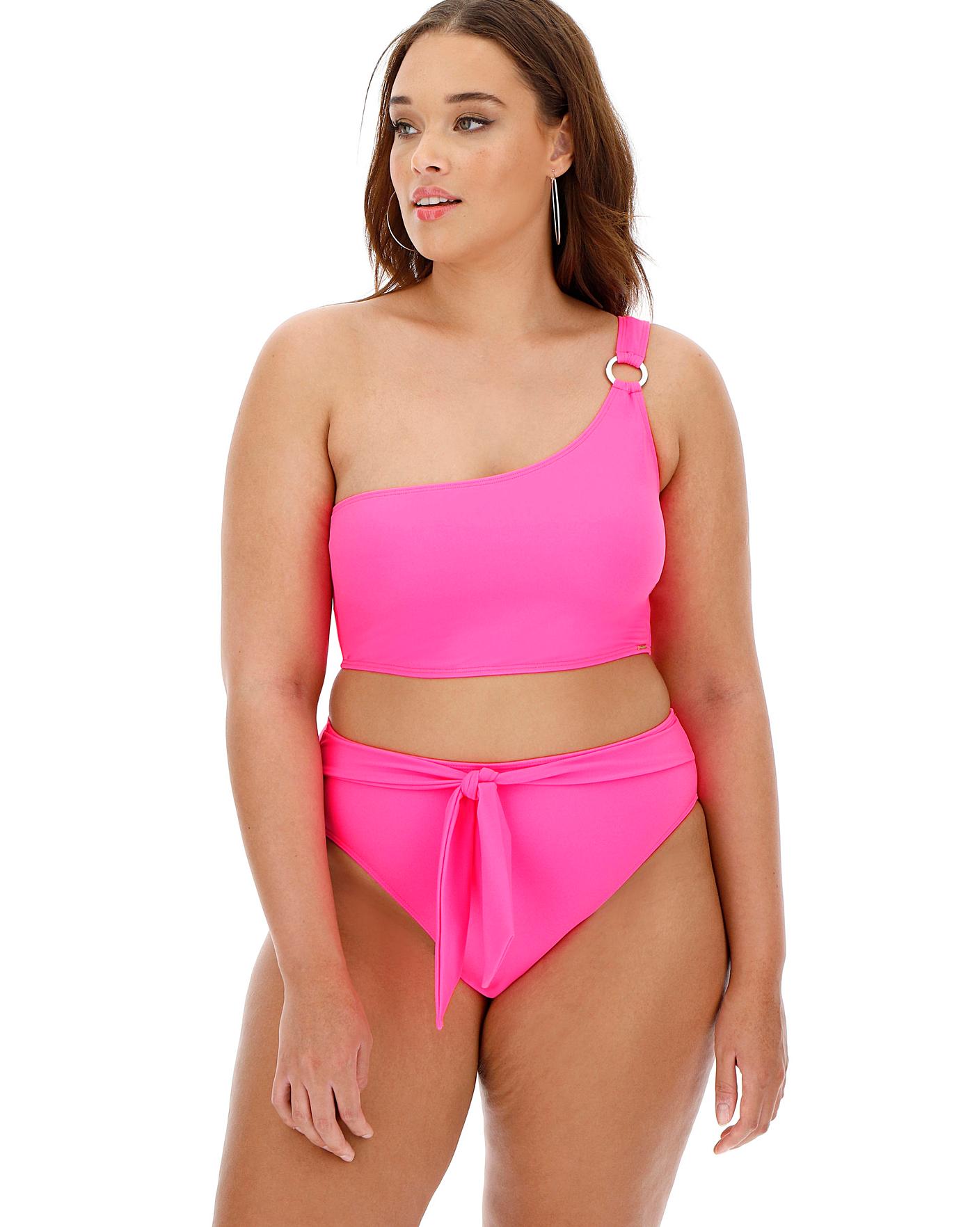 neon pink one shoulder bikini