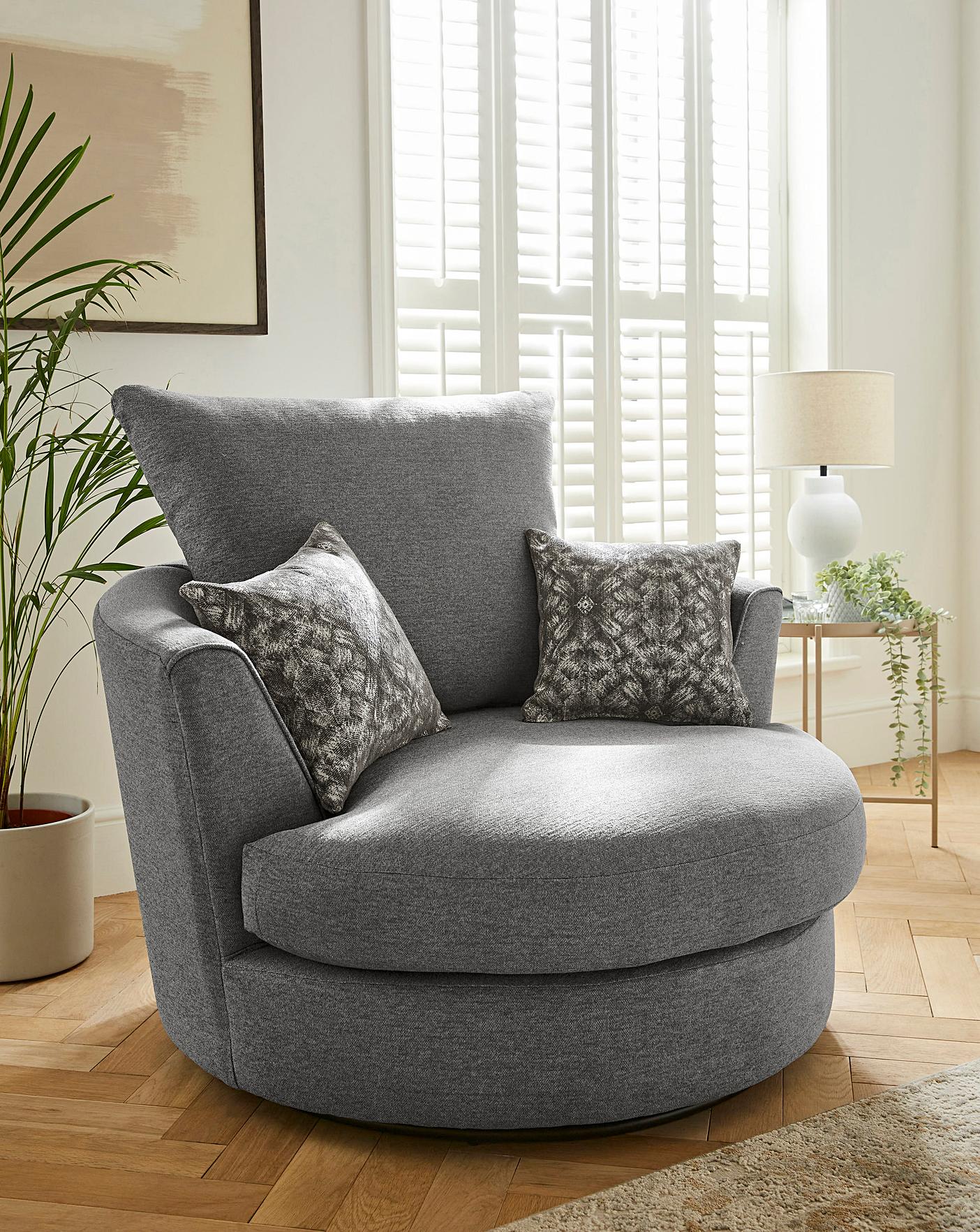 Gray round swivel deals chair