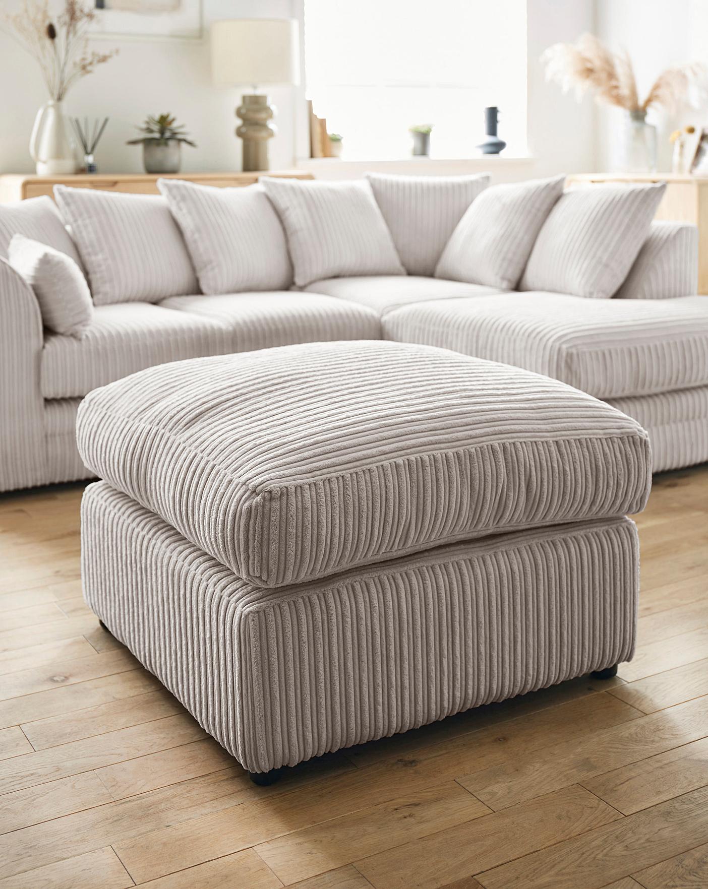 Jumbo Cord High Back Cushions Corner Sofa Footstool Or 3+2