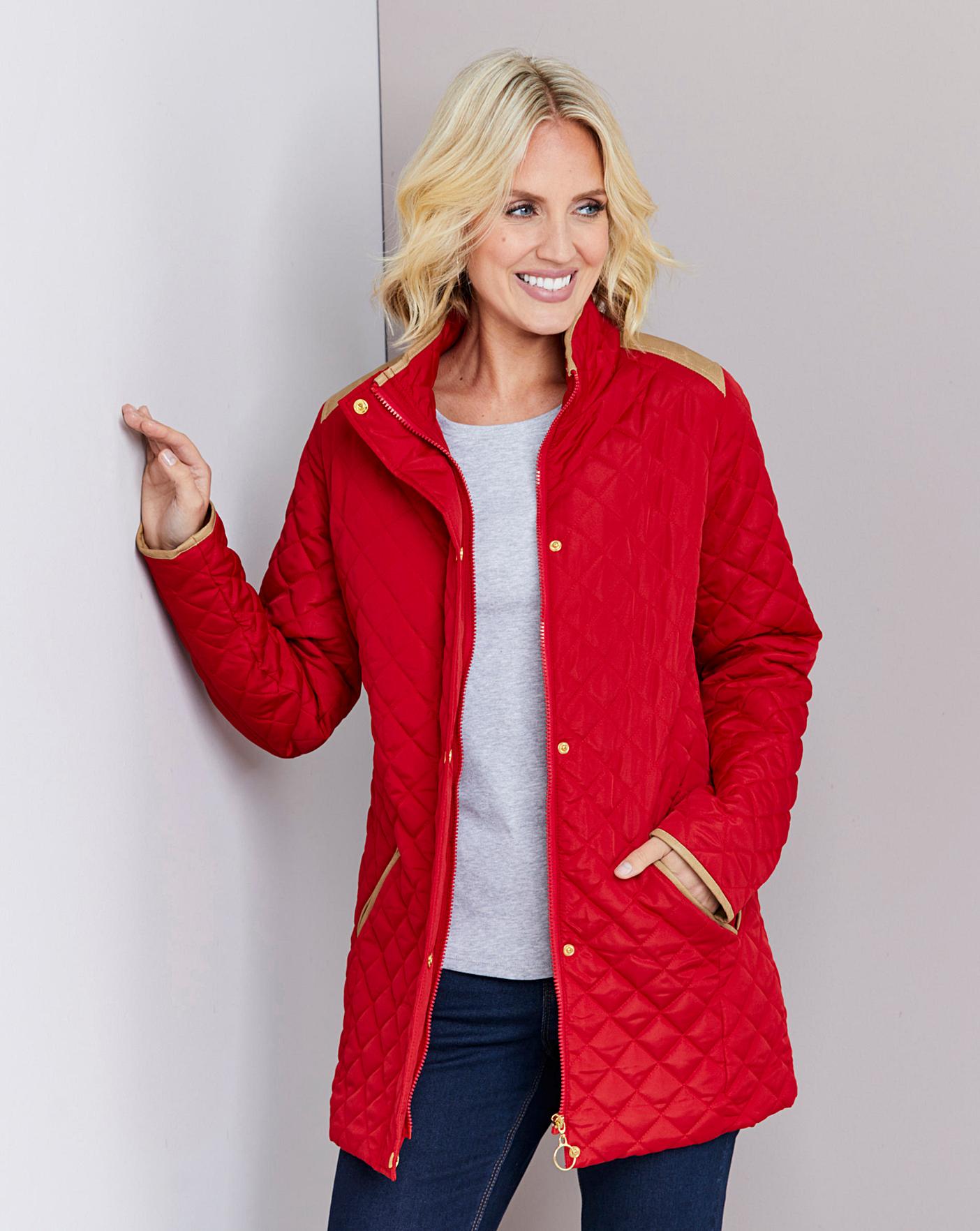 Quilted Jacket With Contrast Piping J D Williams
