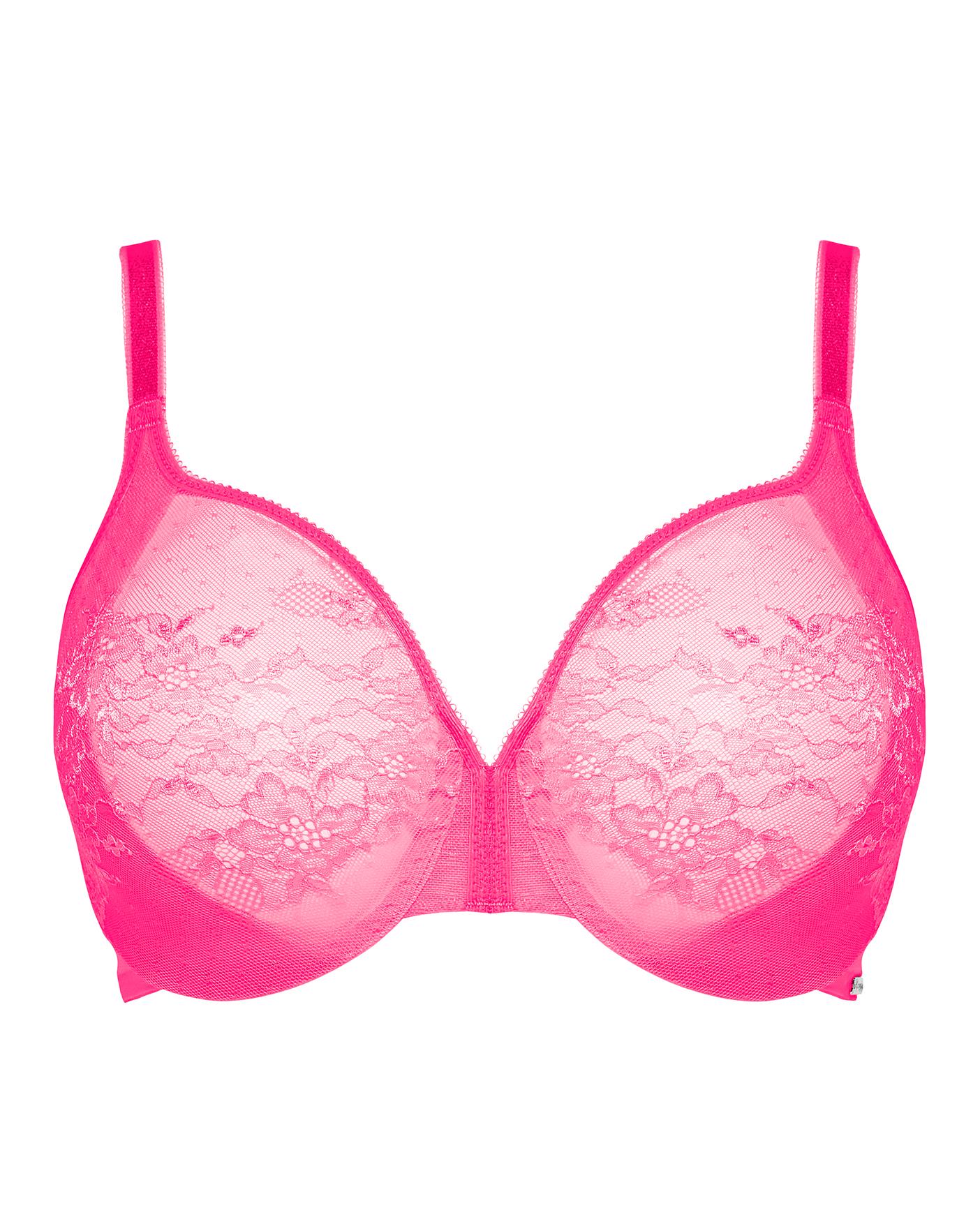 Gossard Glossies lace sheer lingerie set in hot pink