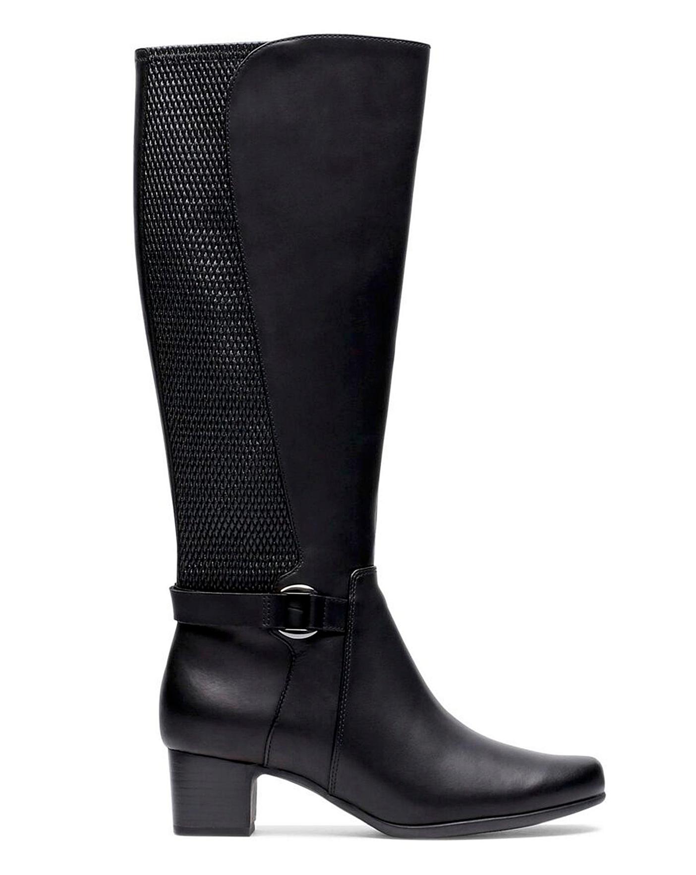 clarks black leather knee high boots