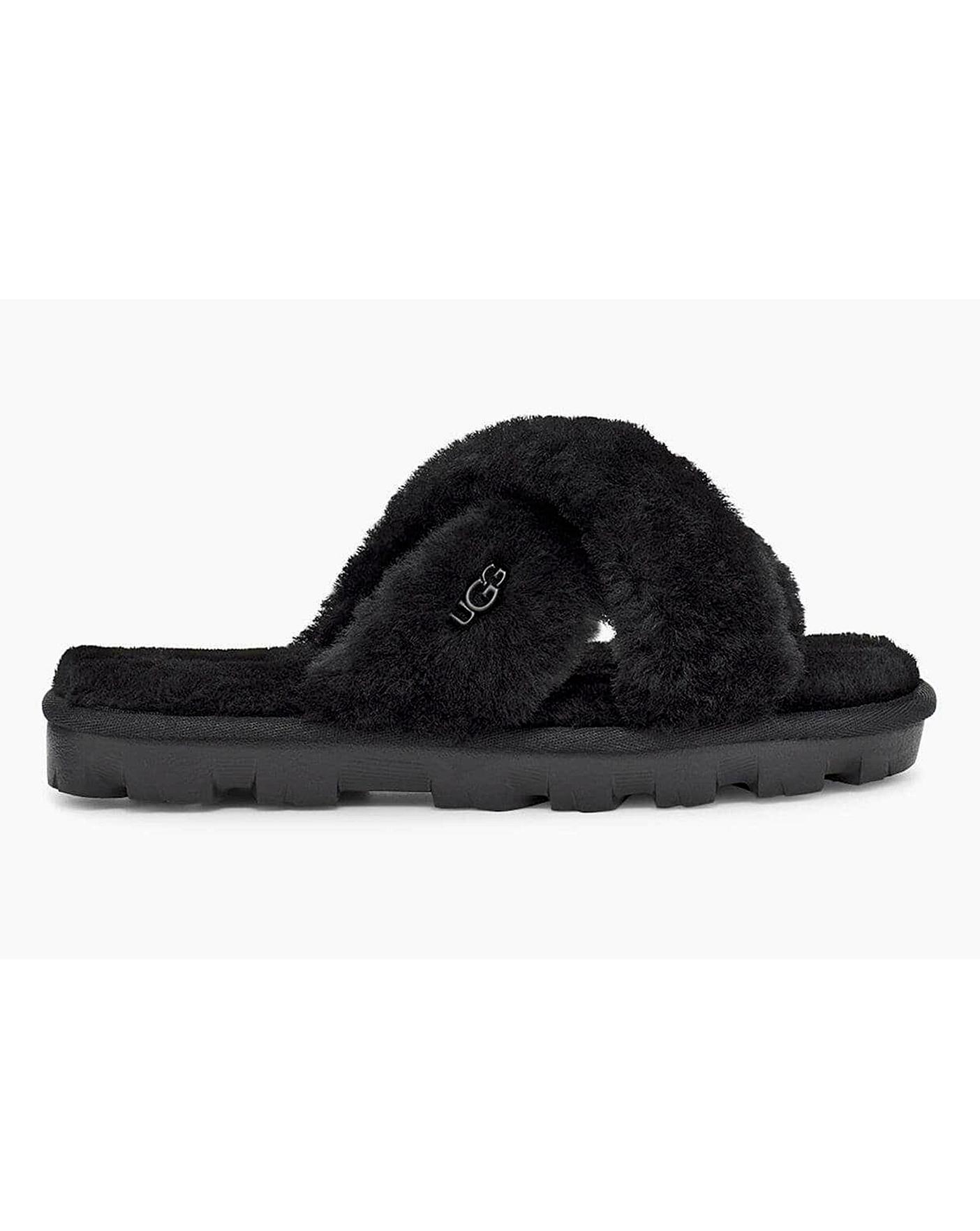 ugg fuzzette cross strap fluffy slippers