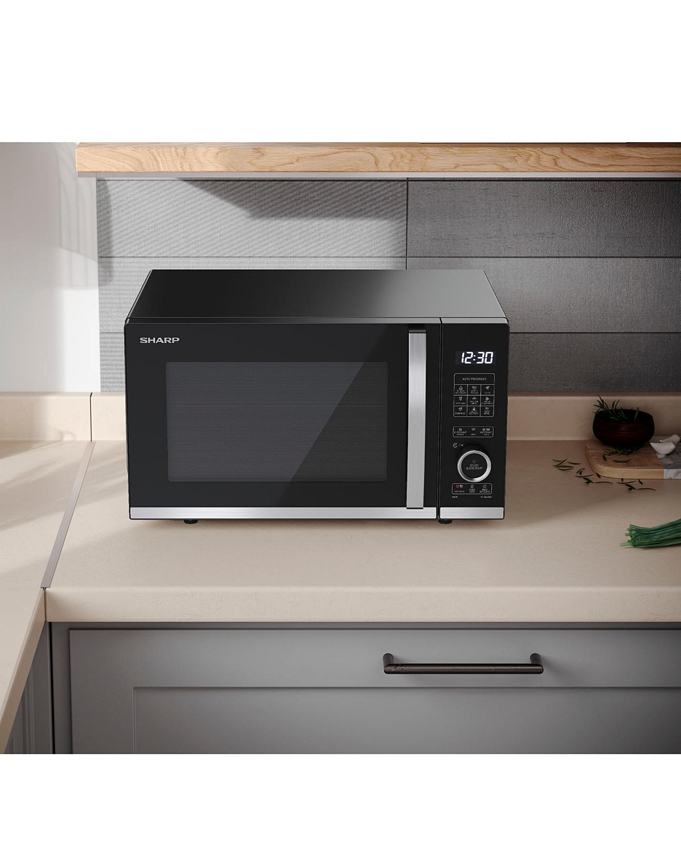 sharp 20l digital flatbed microwave with grill black