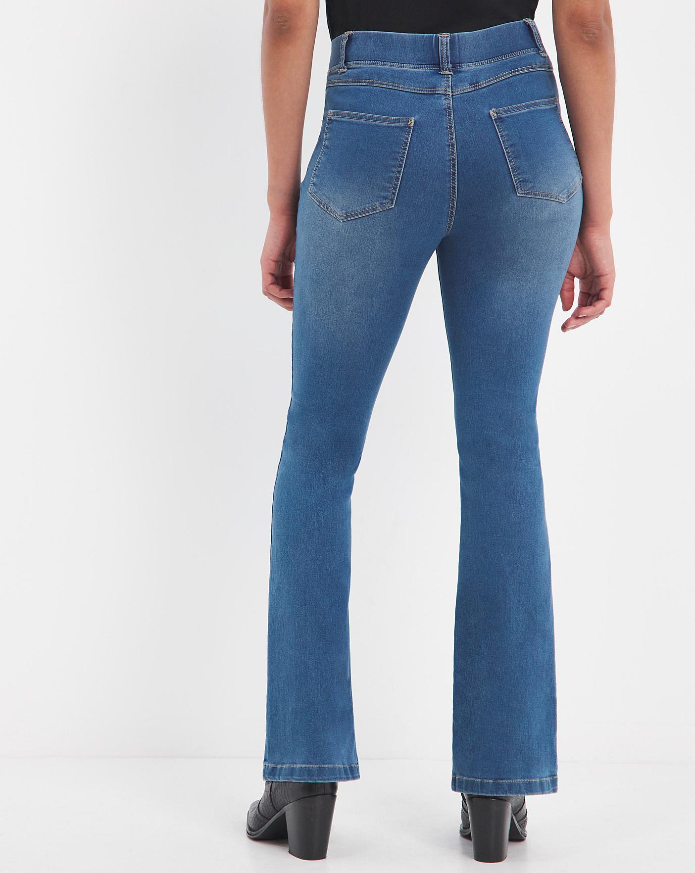 Erin Mid Blue Pull On Bootcut Jeggings | J D Williams