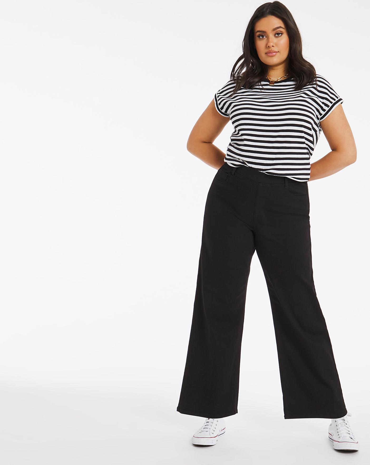 Lottie Black Pull On Wide Leg Jeggings 