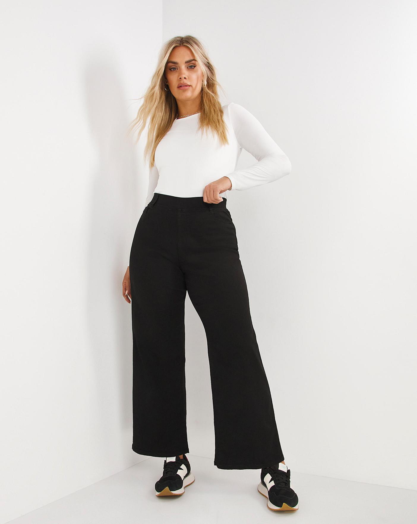 Lottie Black Pull On Wide Leg Jeggings | Fashion World