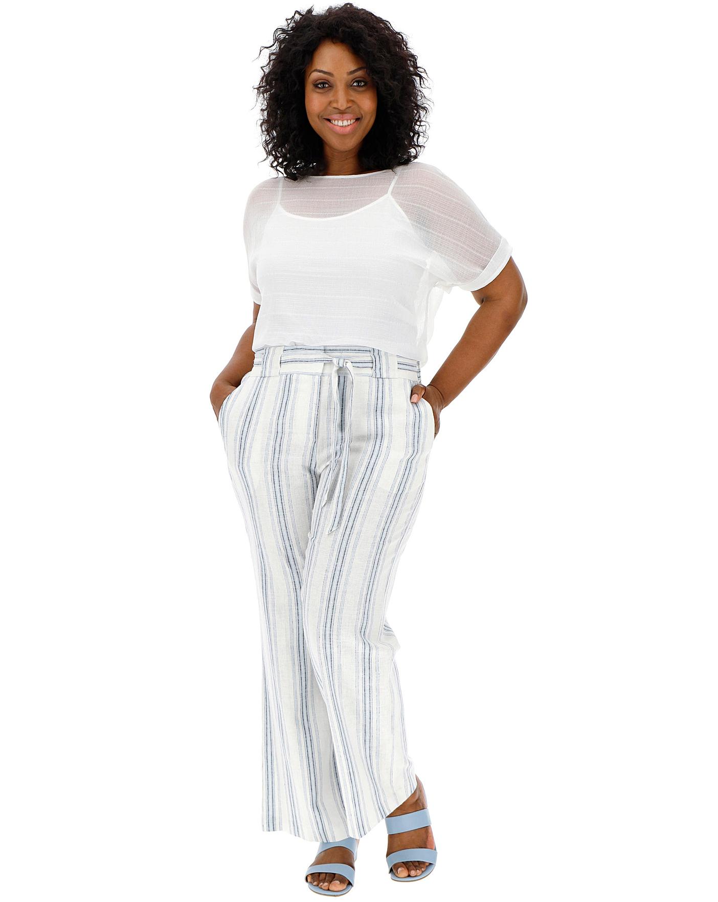 ladies striped wide leg trousers