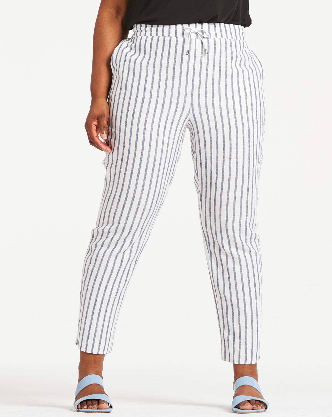 linen striped trousers