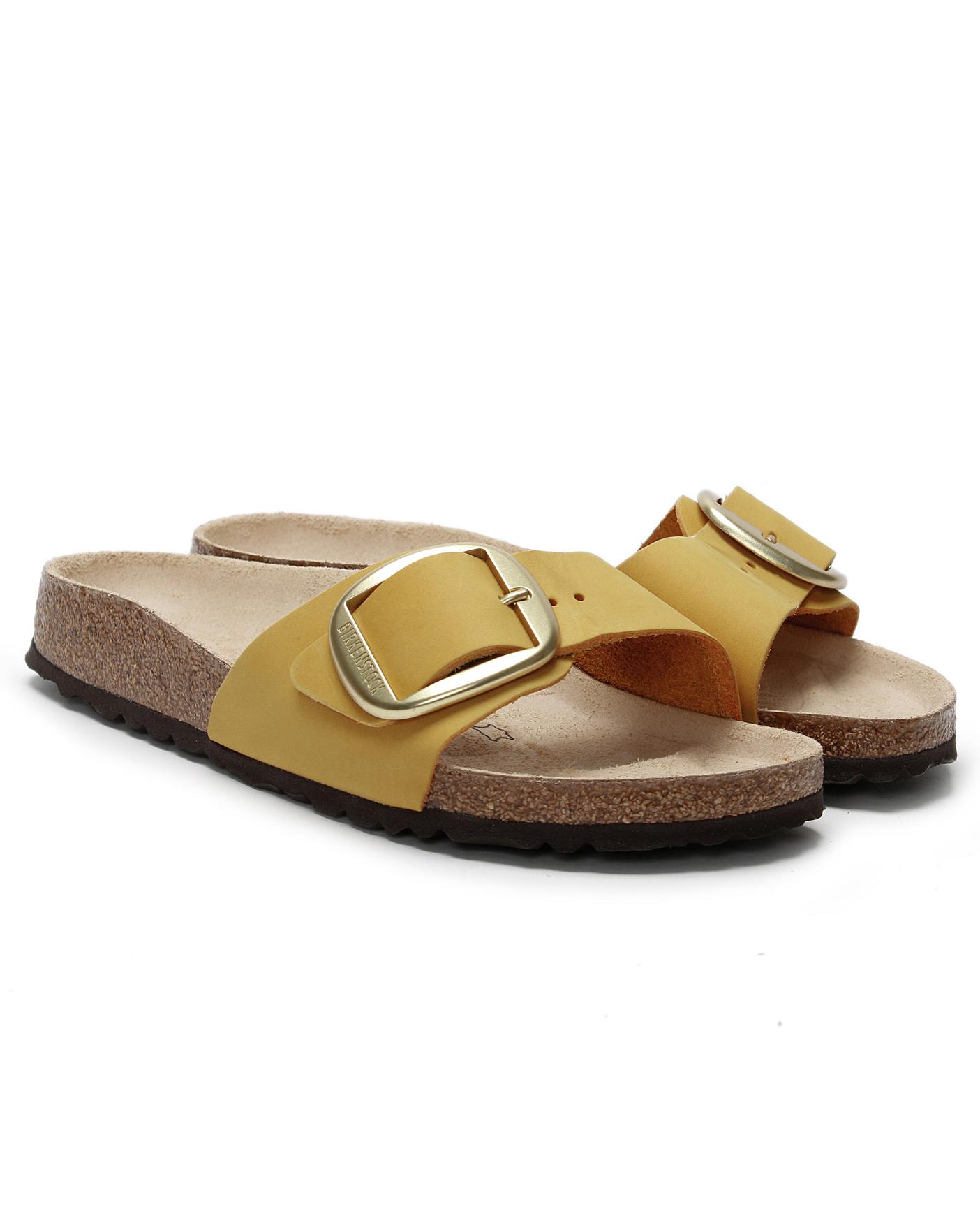 birkenstock madrid big buckle tan leather mules