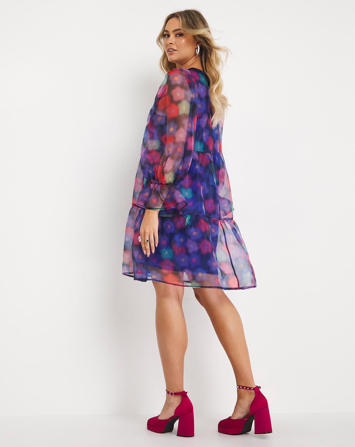 Twisted Wunder short sleeve mini dress in happy floral print