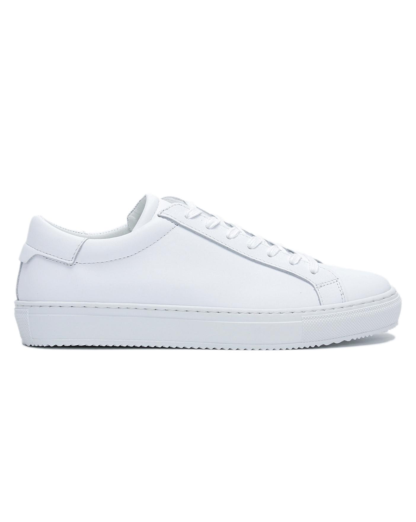 white leather low top trainers