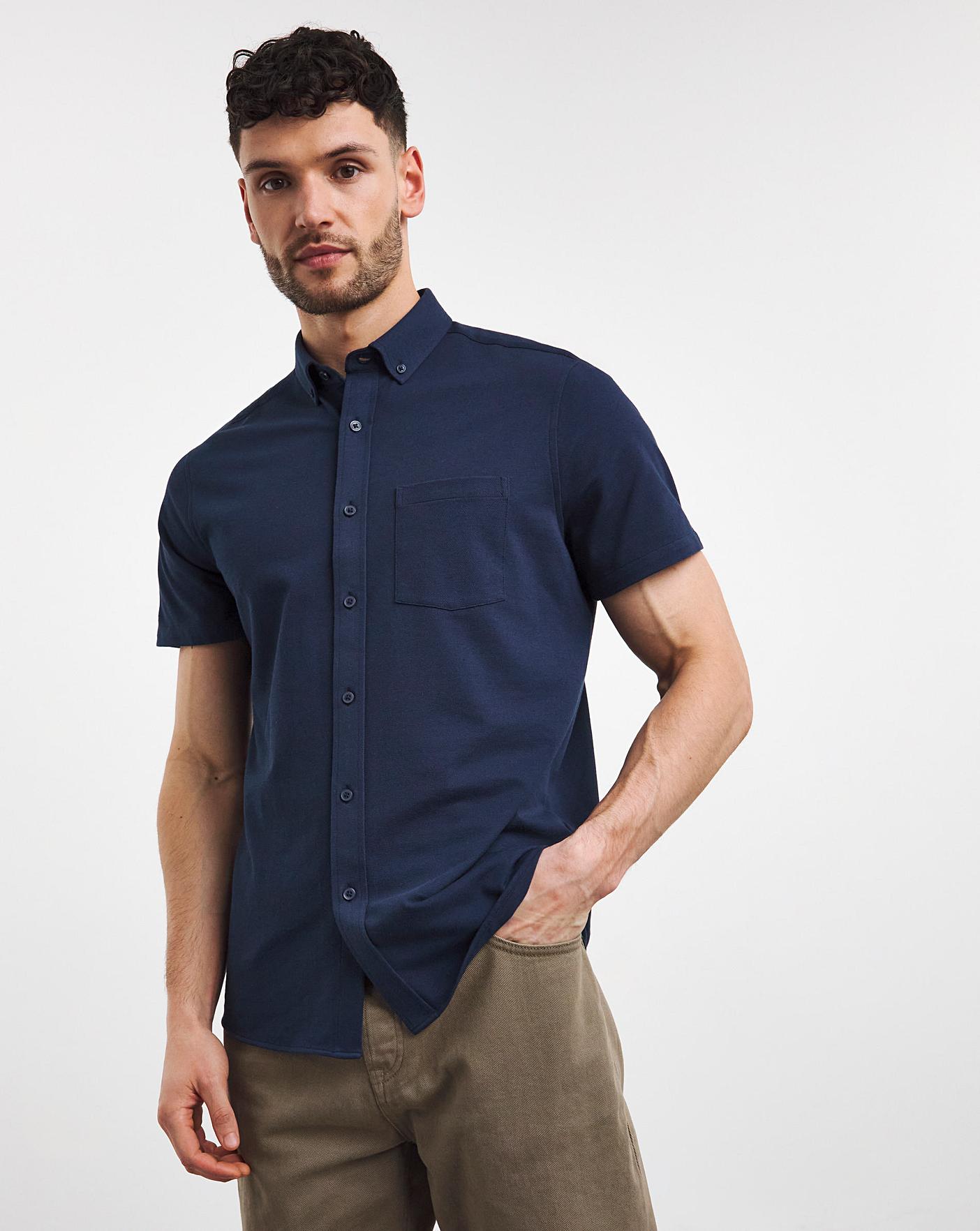 Short Sleeve Button Down Pique | J D Williams