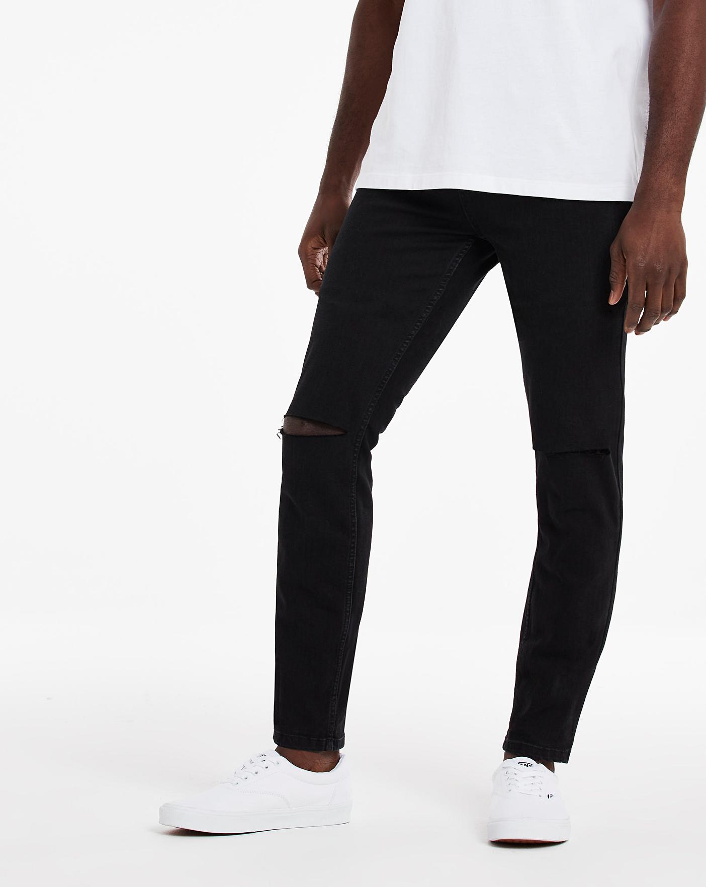 black stretch ripped jeans