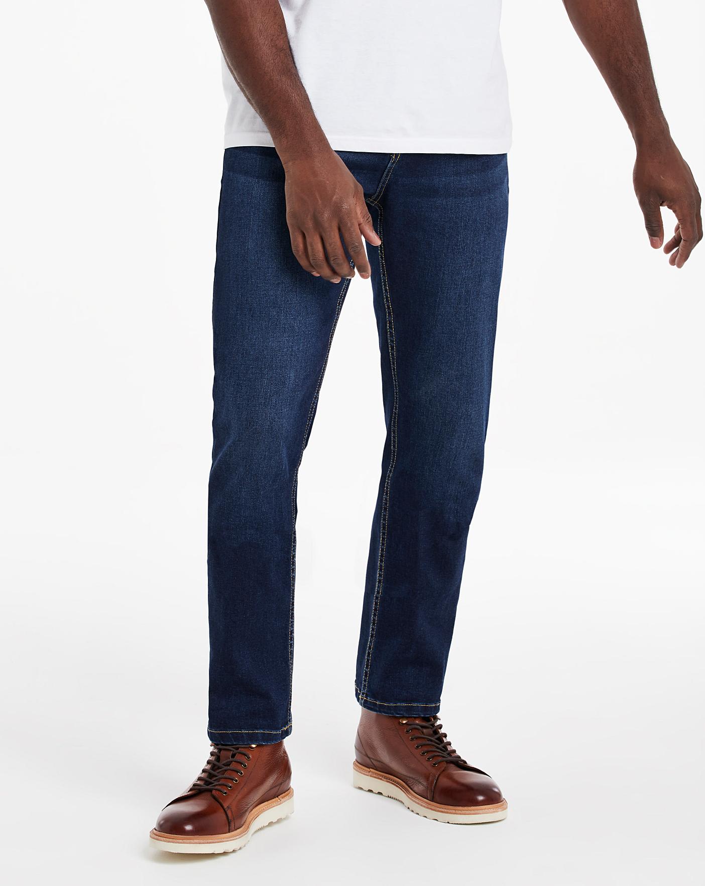 Darkwash Straight Fit Stretch Jeans | Jacamo