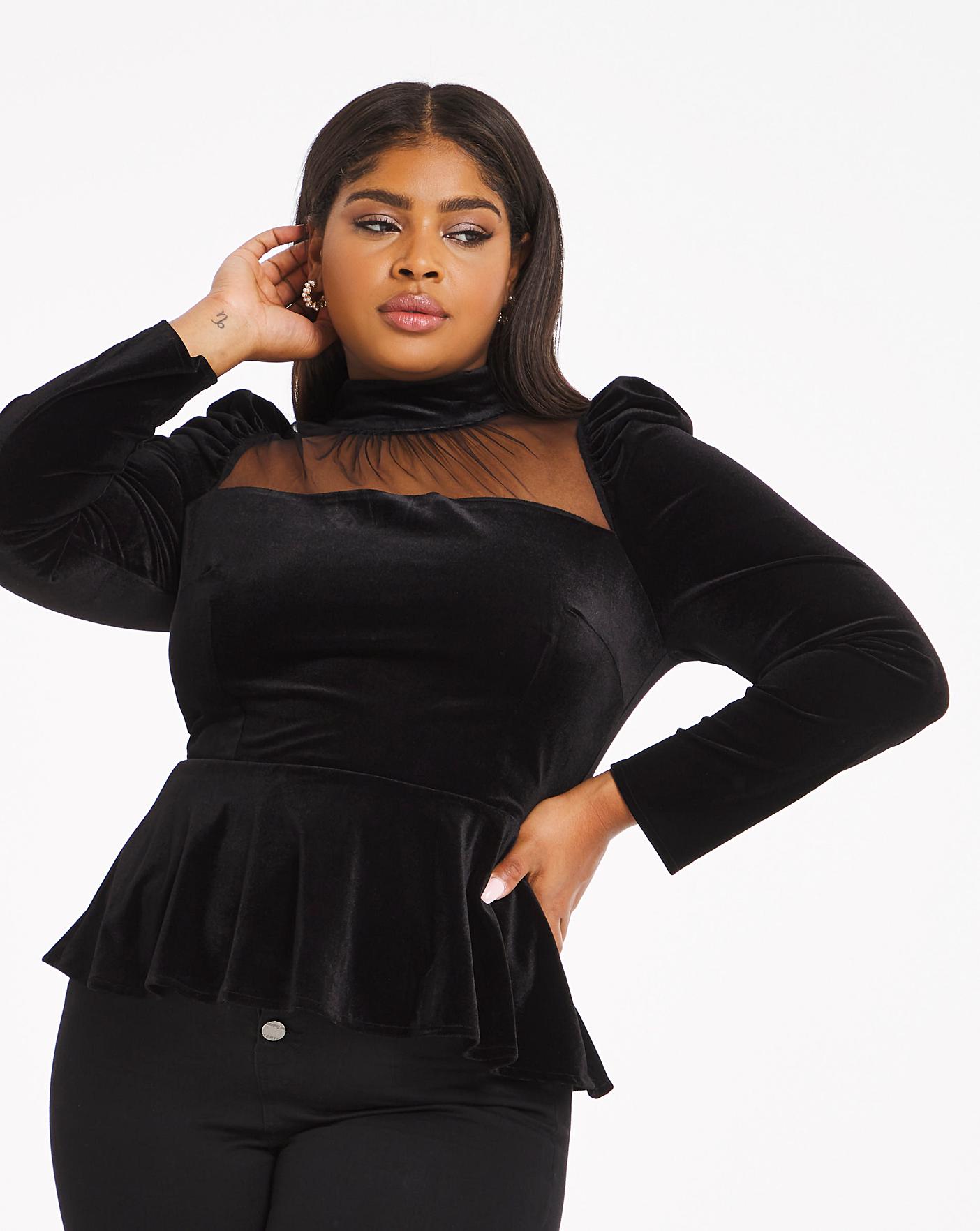 Velvet peplum blouse Clearance