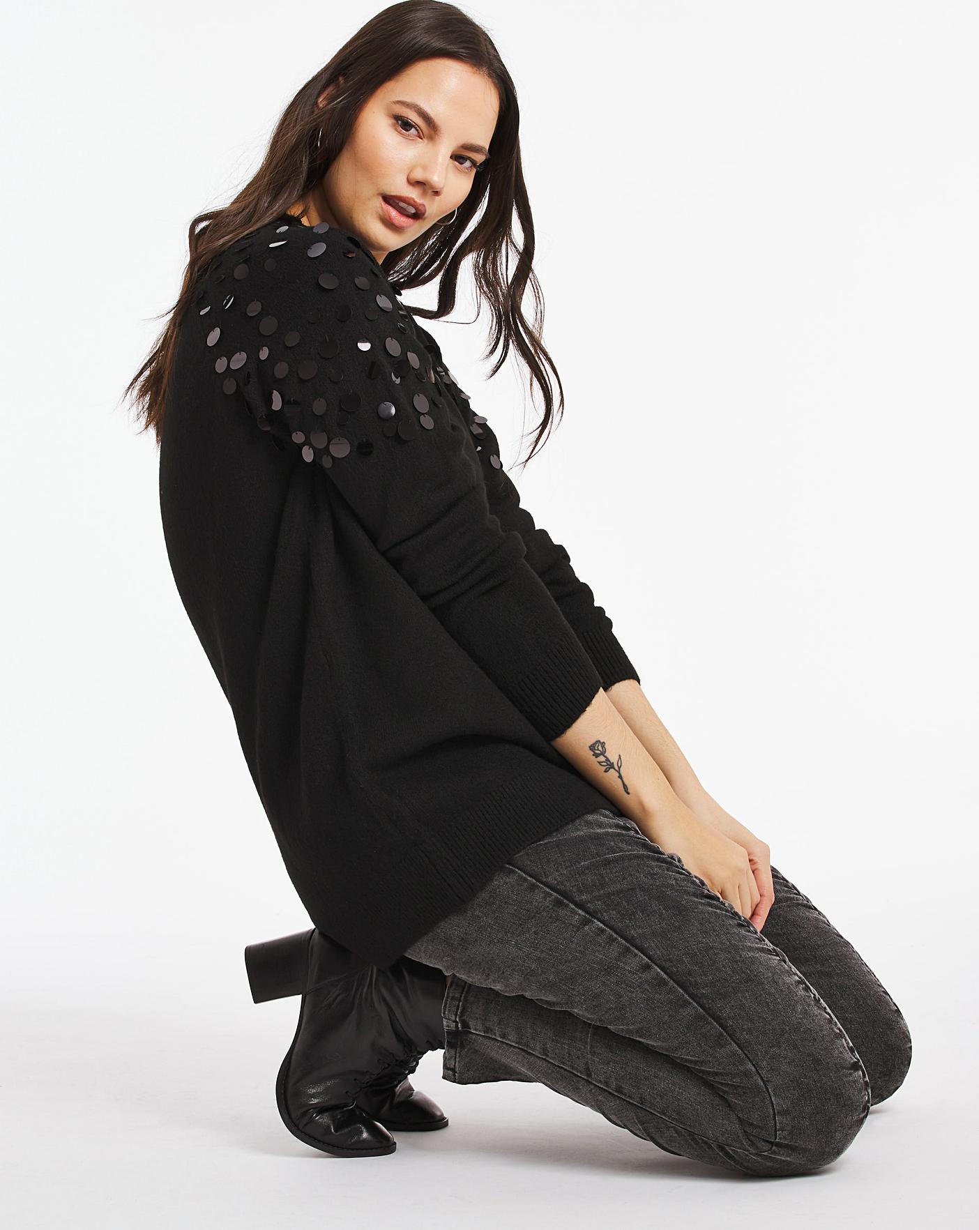 sequin shoulder jumper