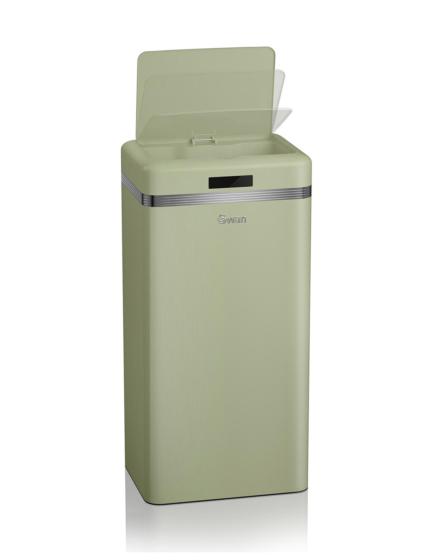 Wasserette doneren Stijgen Swan Retro 45l Square Sensor Bin - Green | Home Essentials