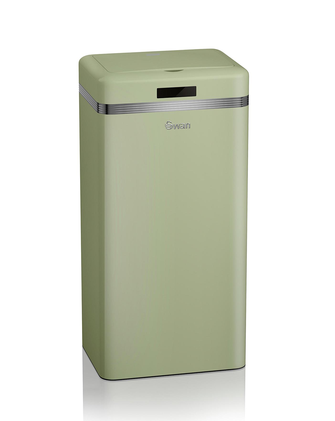 Swan Retro 45l Square Sensor Bin Green J D Williams