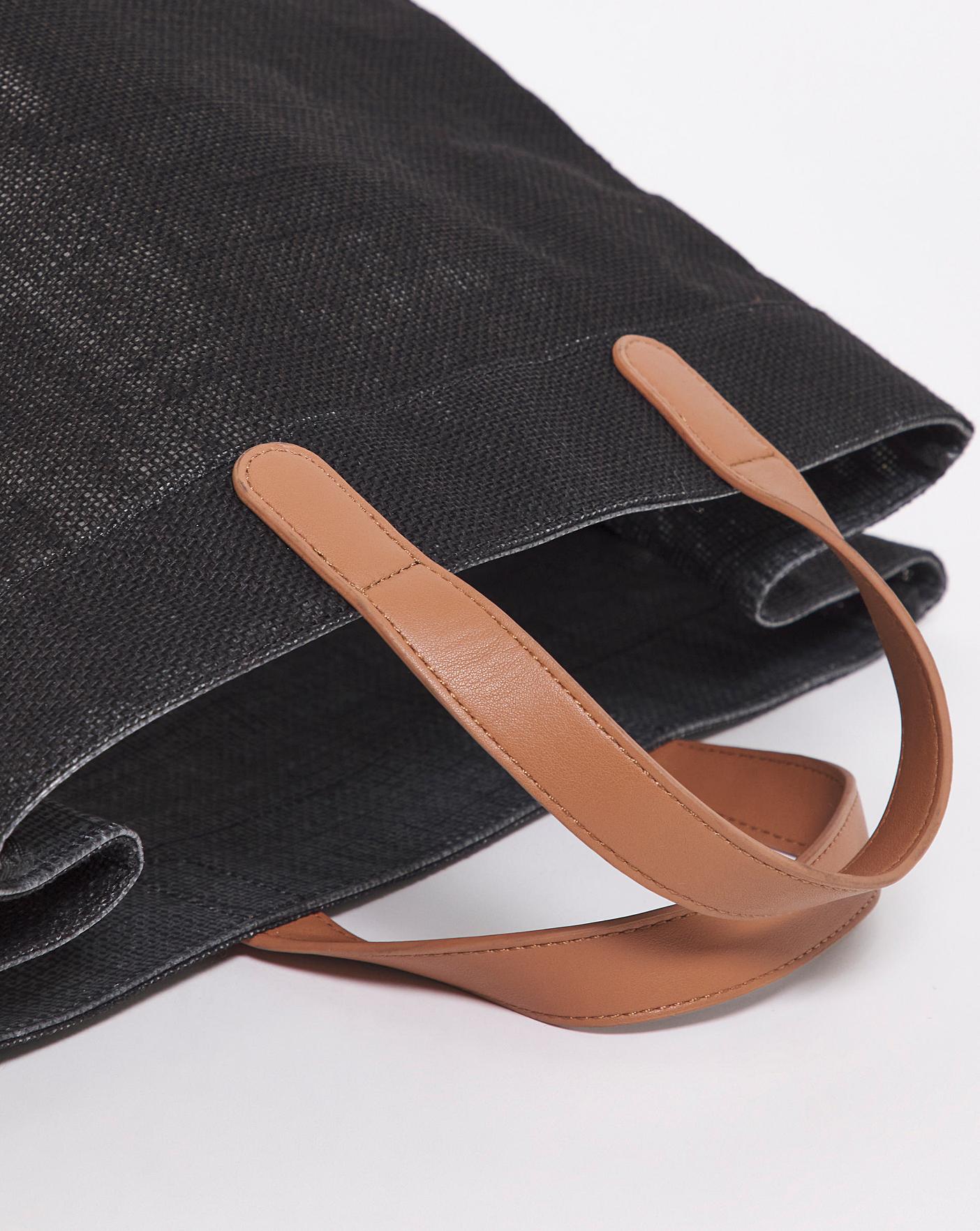 Black Canvas Structured Tote Bag