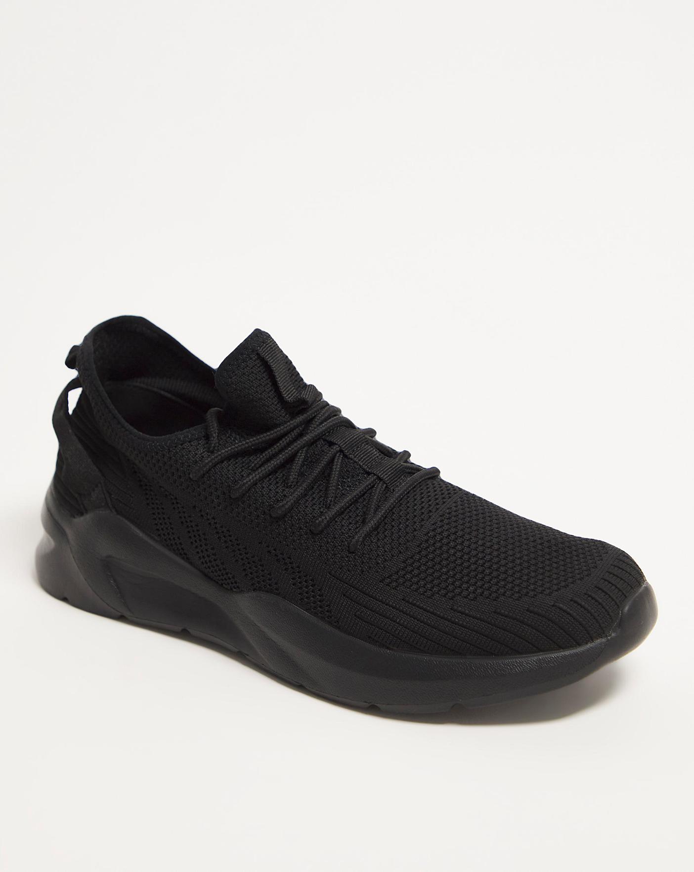 Black Stretch Knit Trainer Wide | Ambrose Wilson