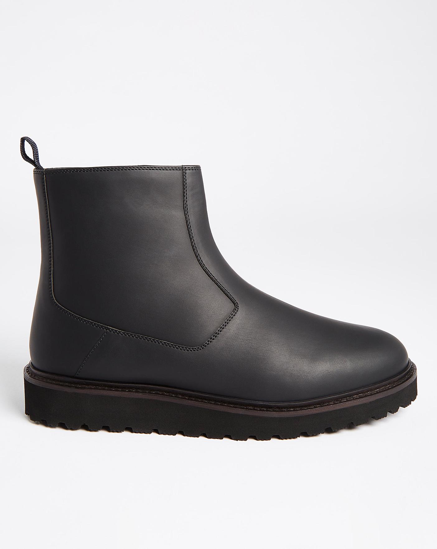 Black Casual Leather Look Boot
