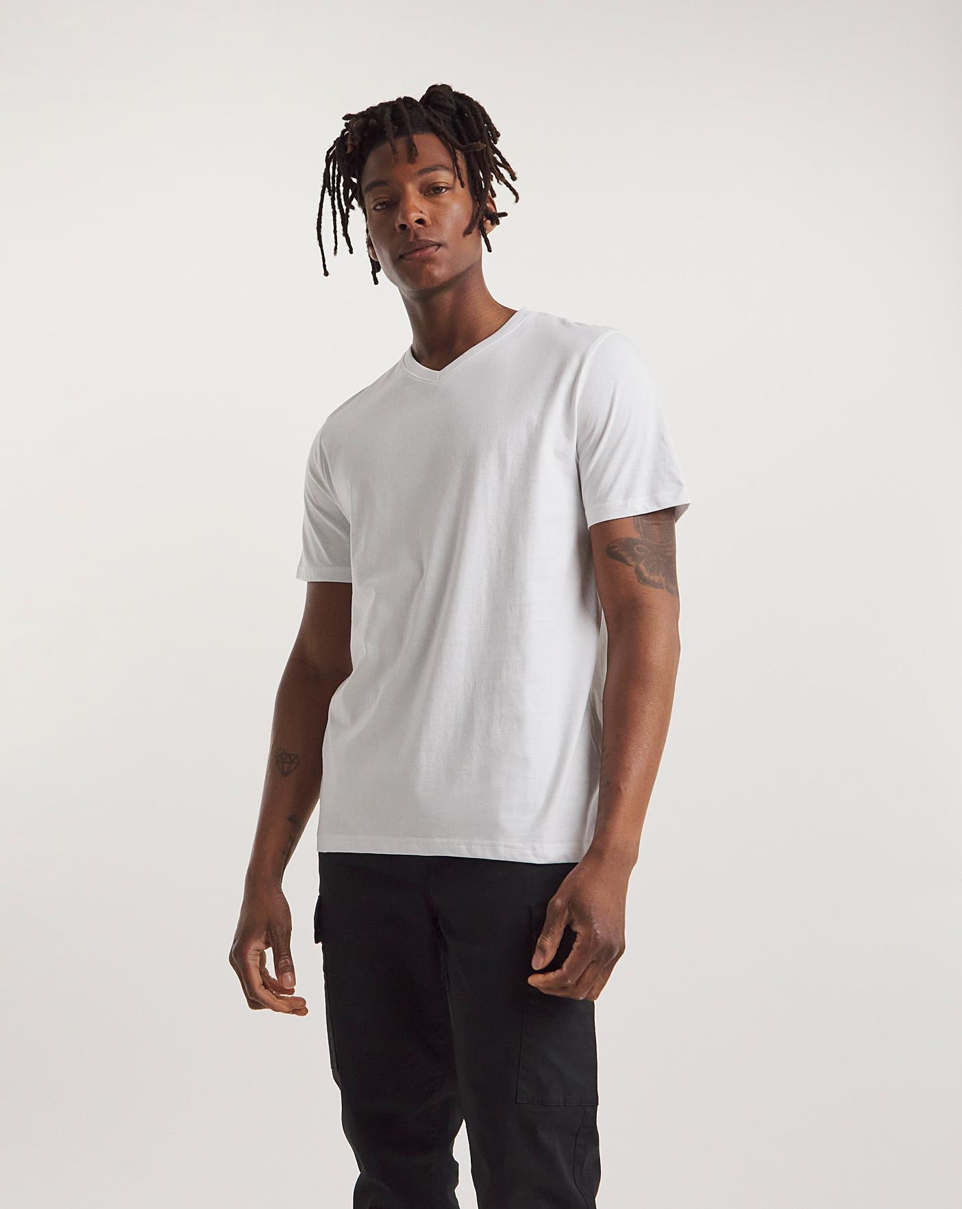 White V-Neck T-shirt | J D Williams