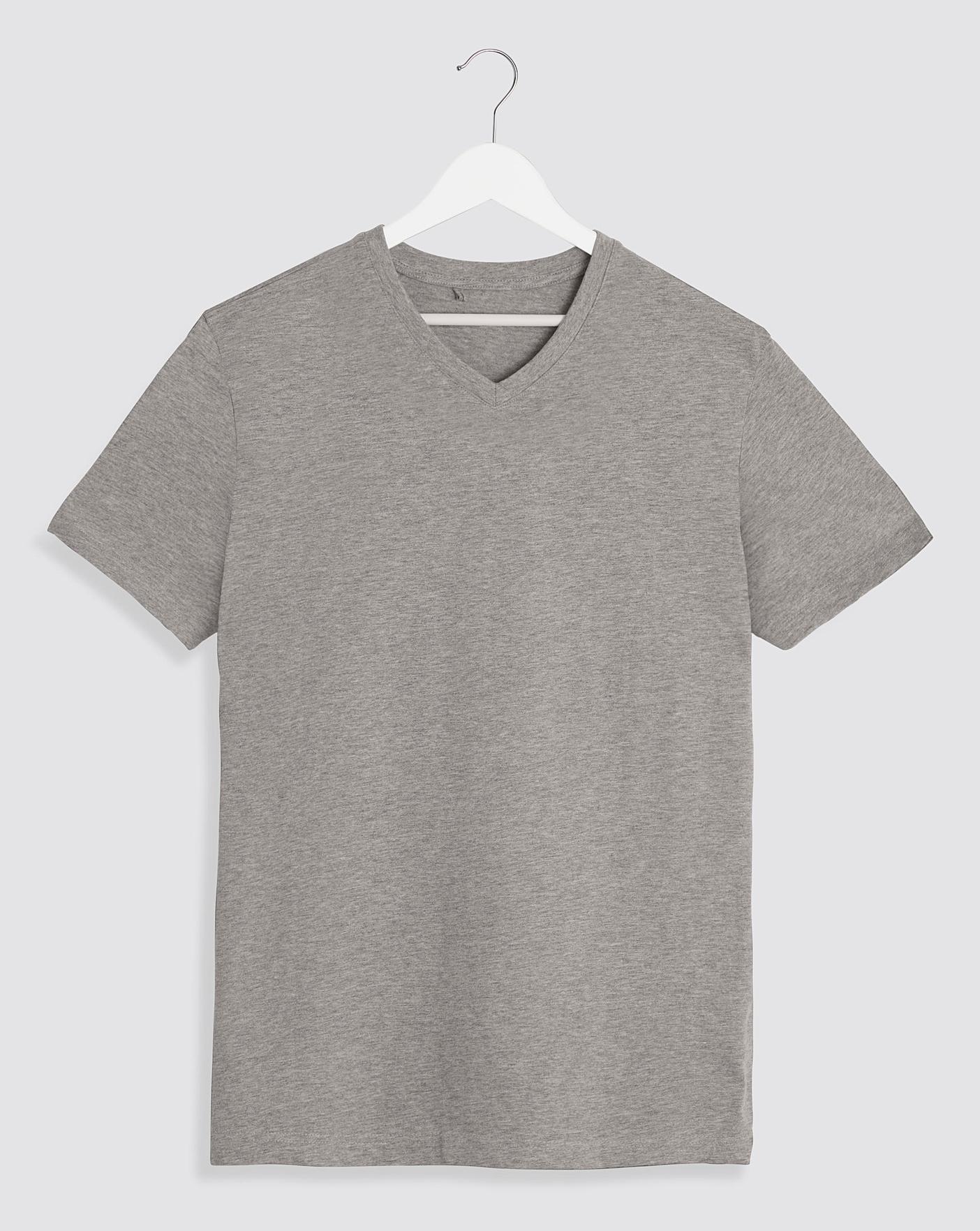 Grey Marl V-Neck T-shirt Long | Premier Man