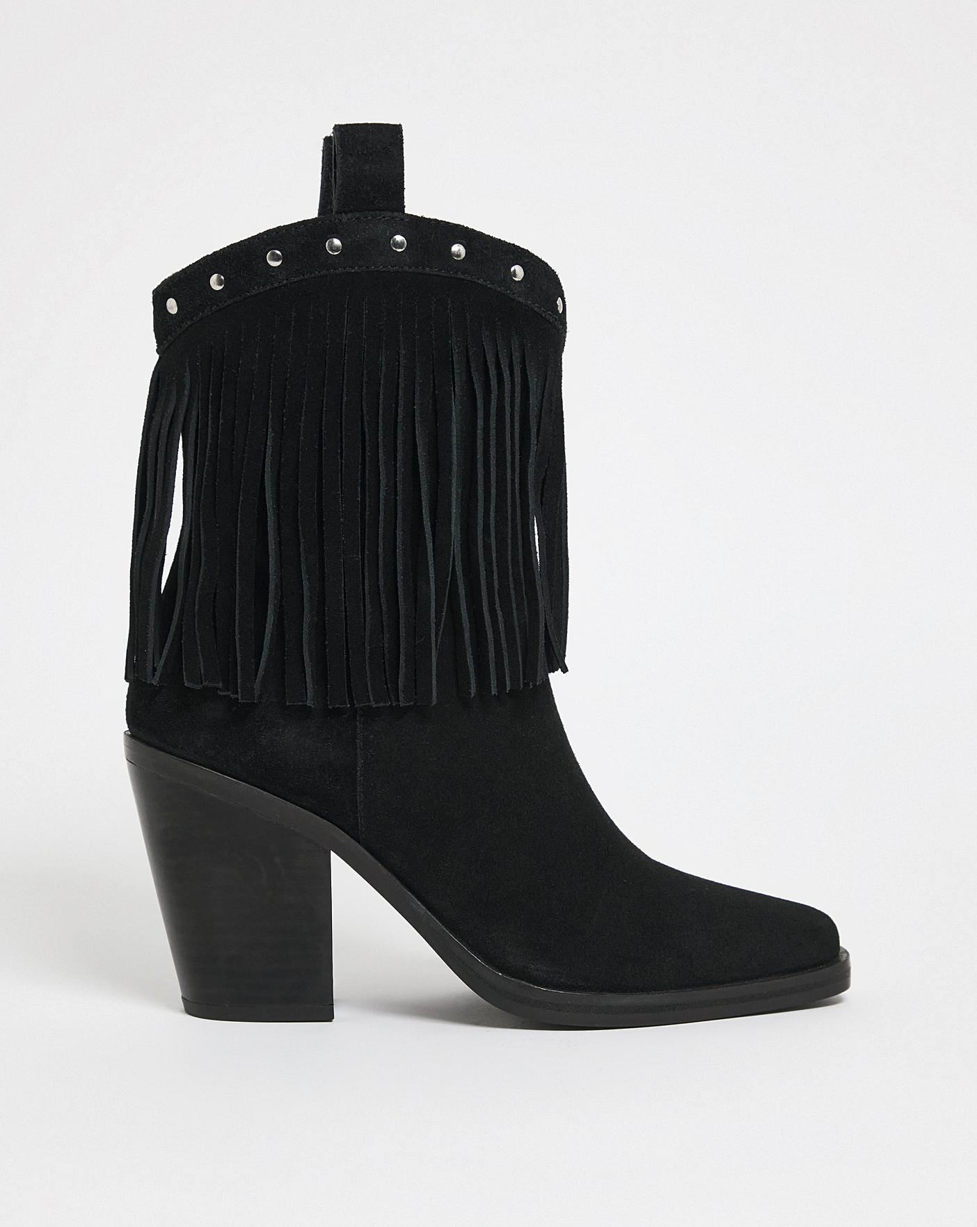 Fringe ankle hot sale cowboy boots