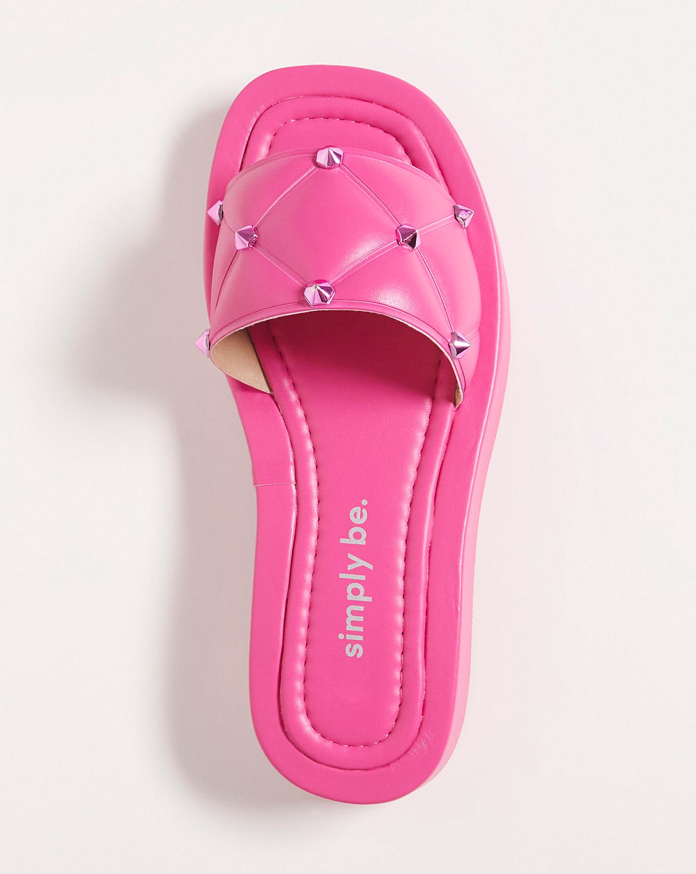 Quilted Studded Sandals Ex Wide Simply Be