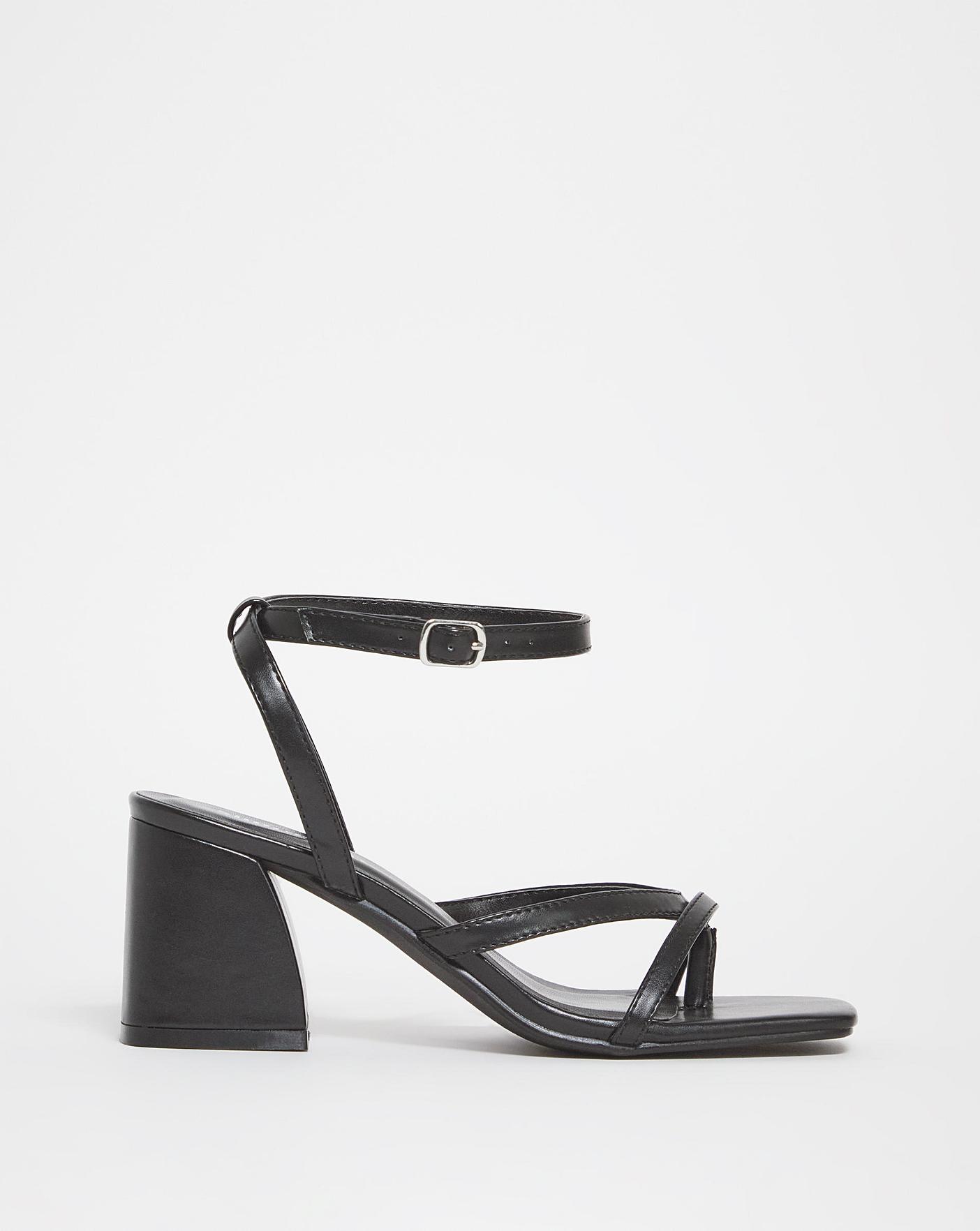 ASOS DESIGN Wide Fit Nora barely there block heeled sandals in black | ASOS