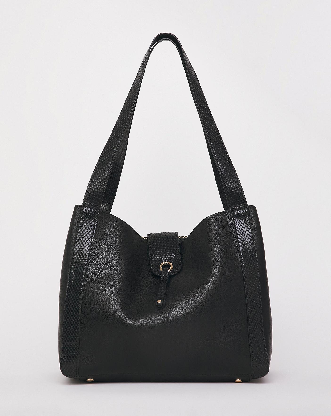 Black Colour Block Shoulder Bag | J D Williams