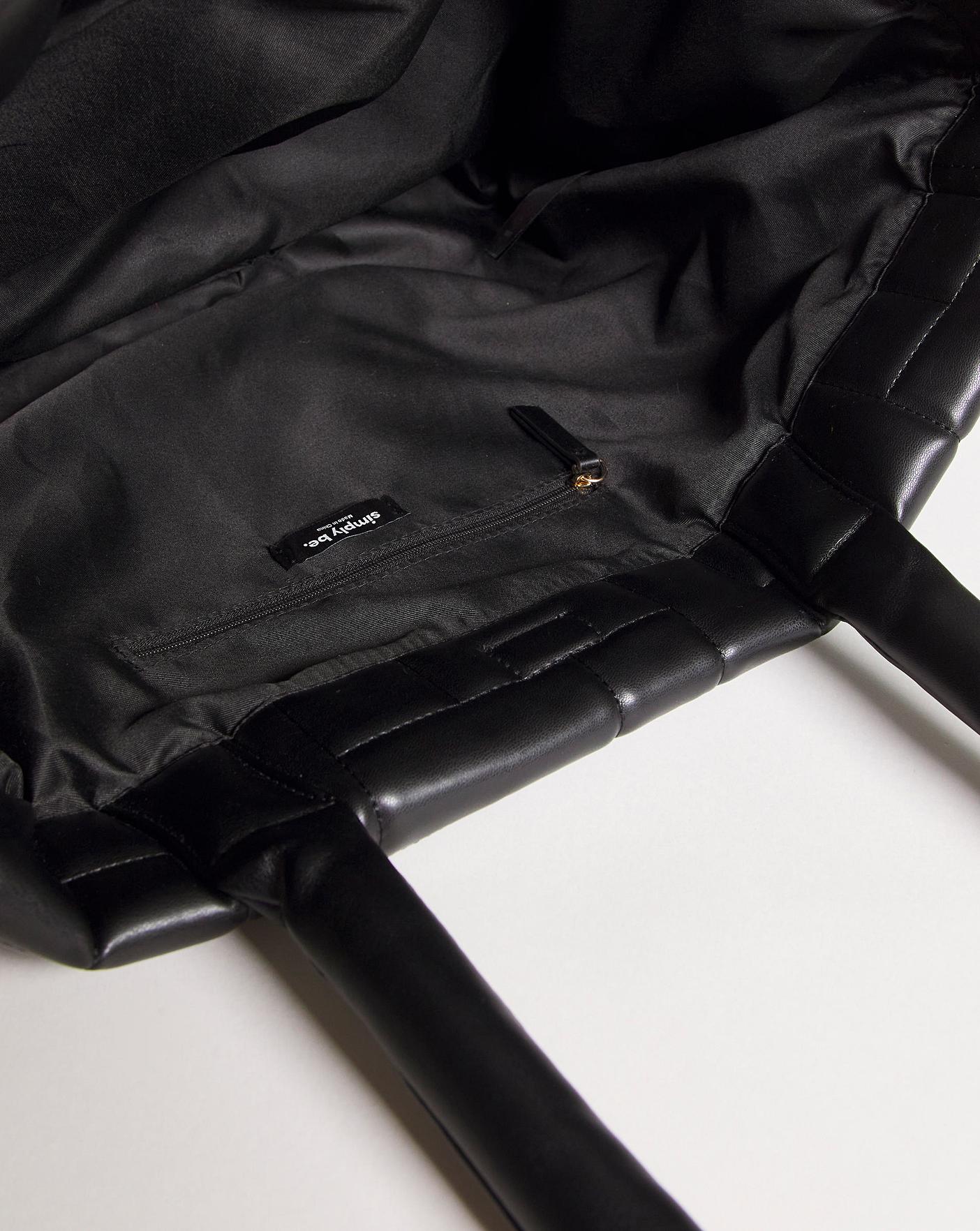 Oversized Quilted Faux Leather Tote Bag J D Williams