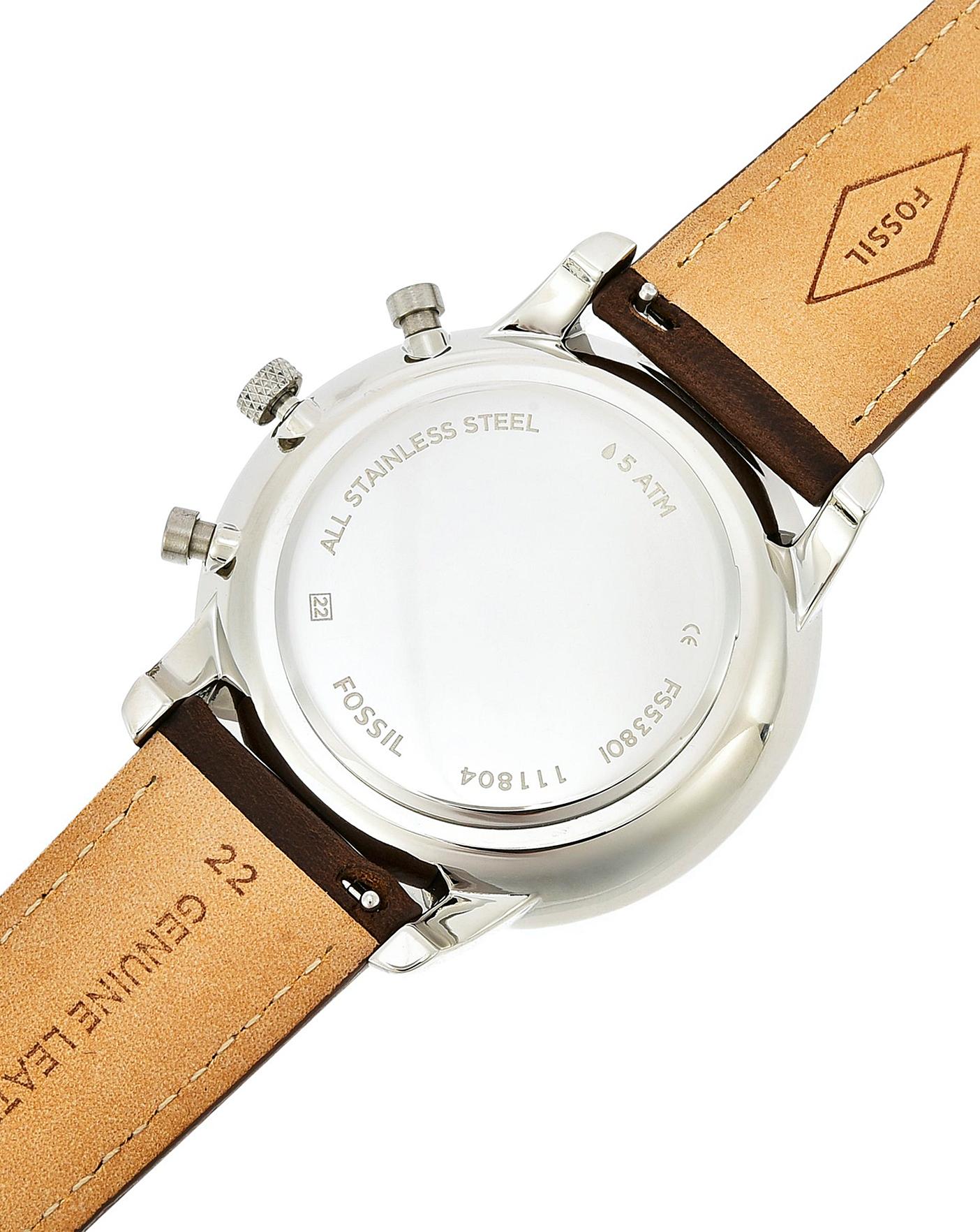 Fossil Mens Brown Leather Strap Watch