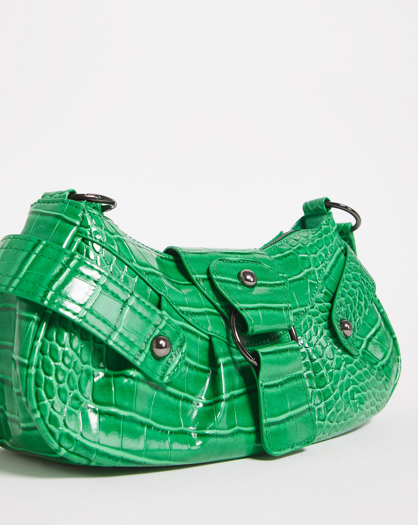 Green croc shoulder bag sale