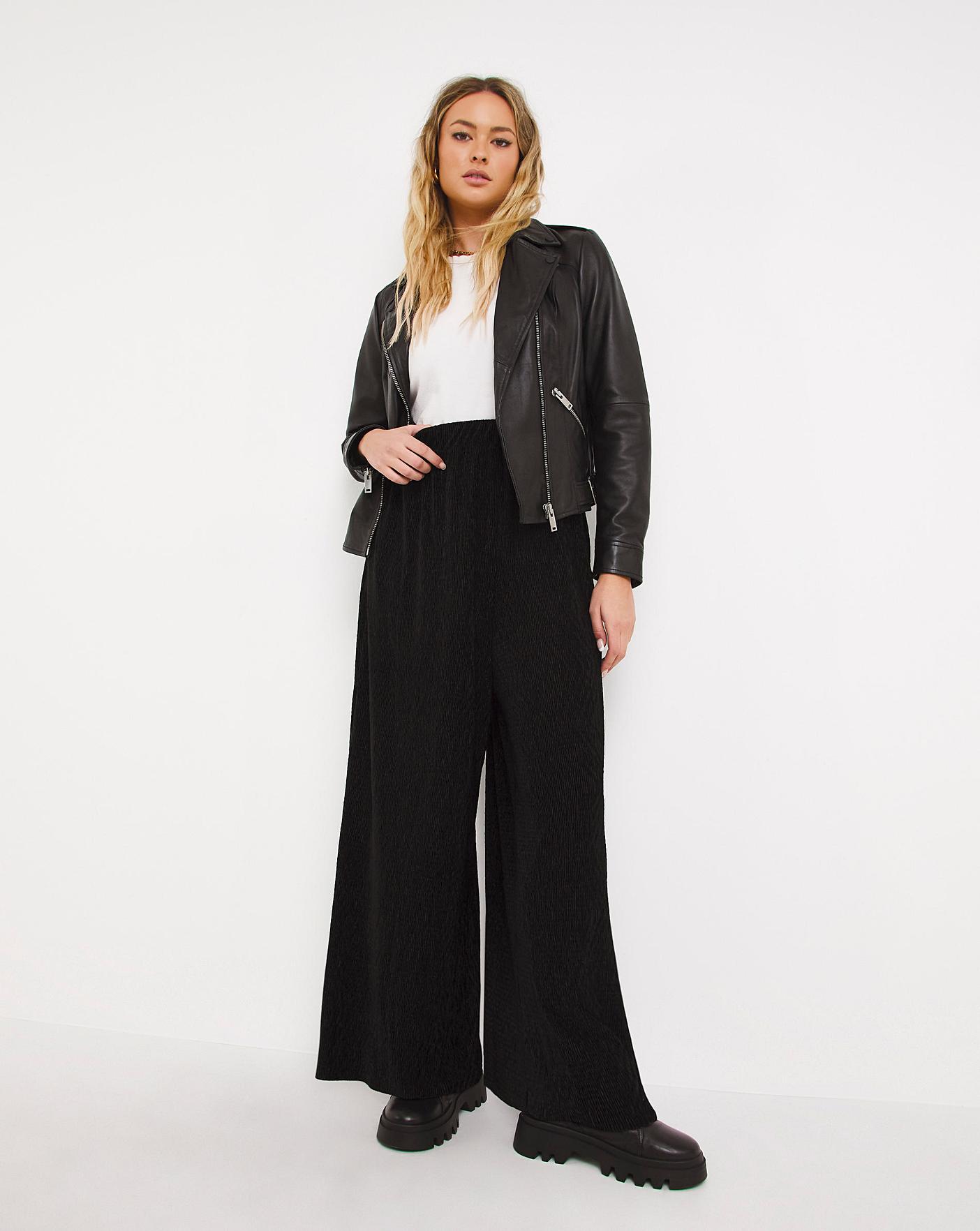 Black crinkle outlet trousers