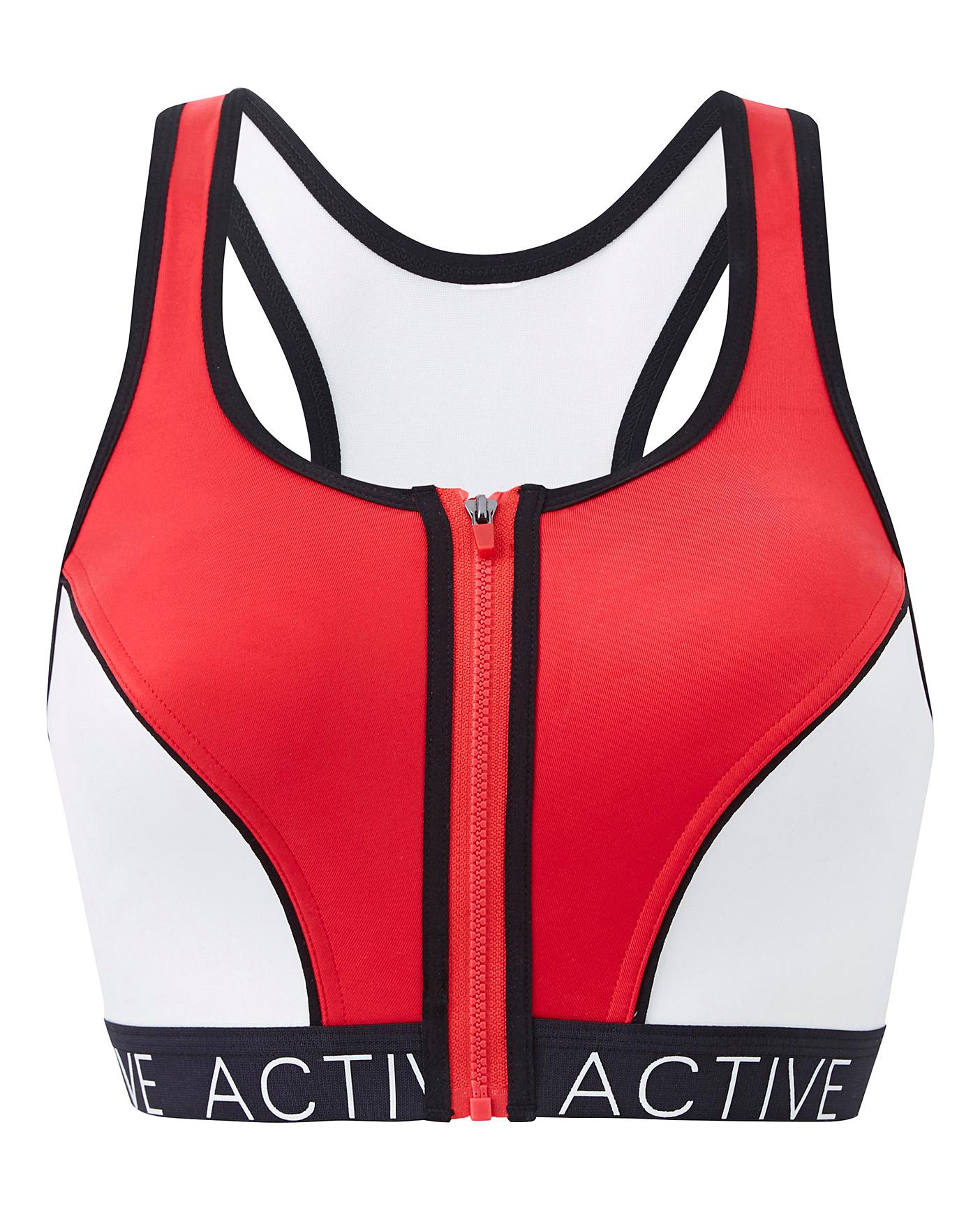 high impact zip front sports bra