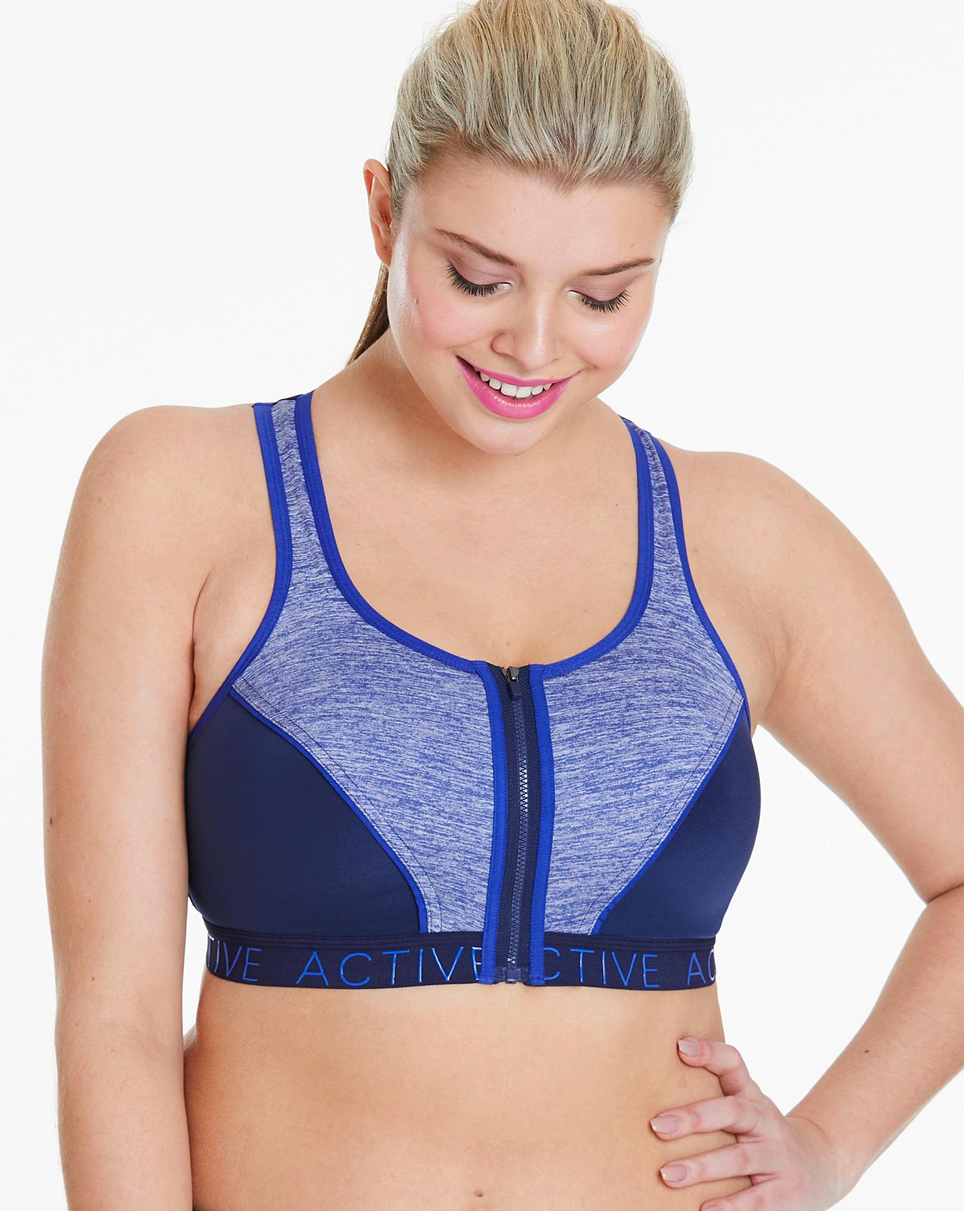 zip front sports bra high impact