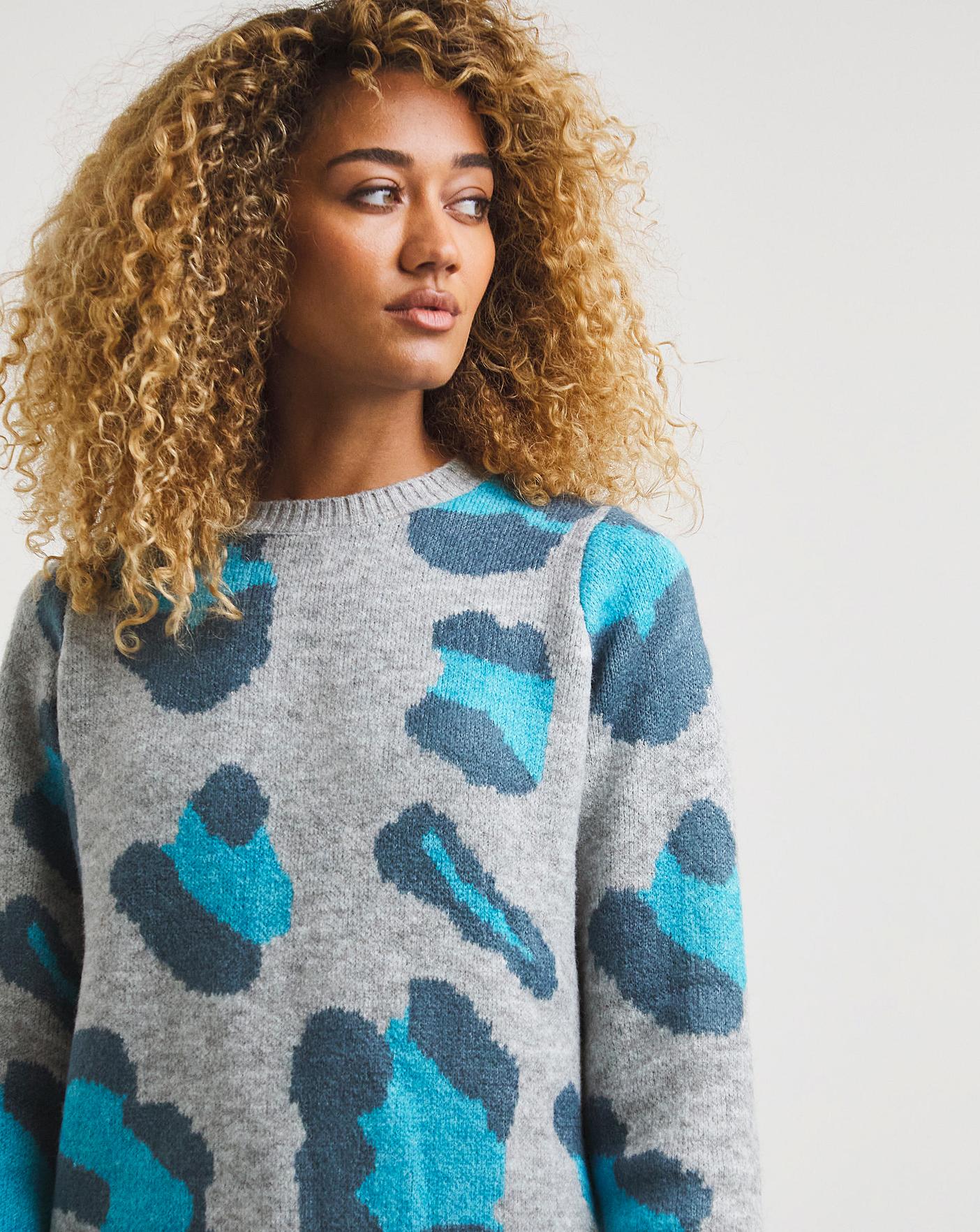 Blue leopard clearance jumper