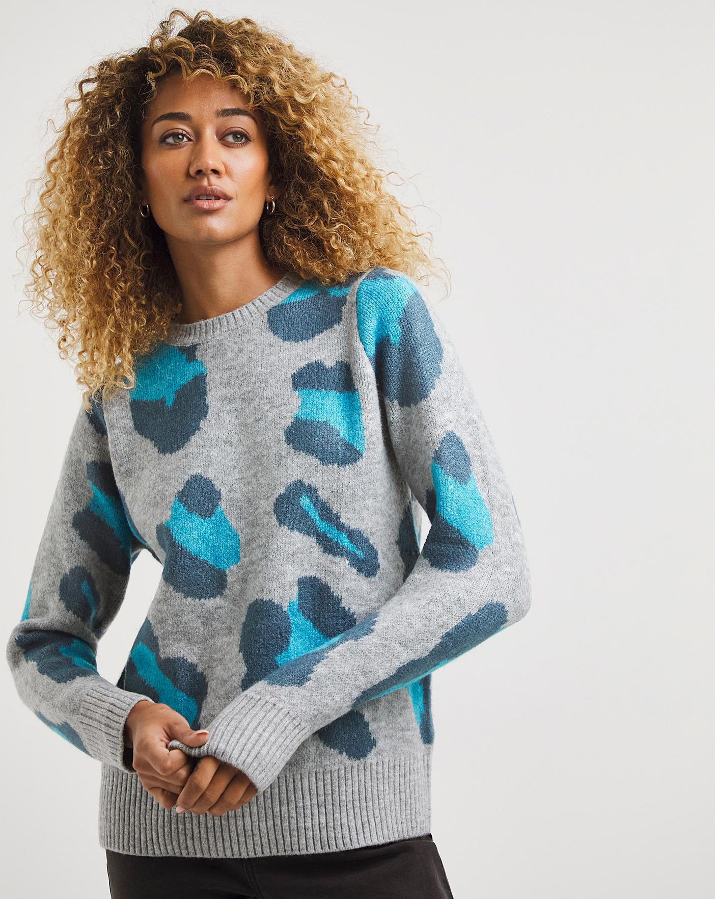 H&m blue leopard outlet sweater