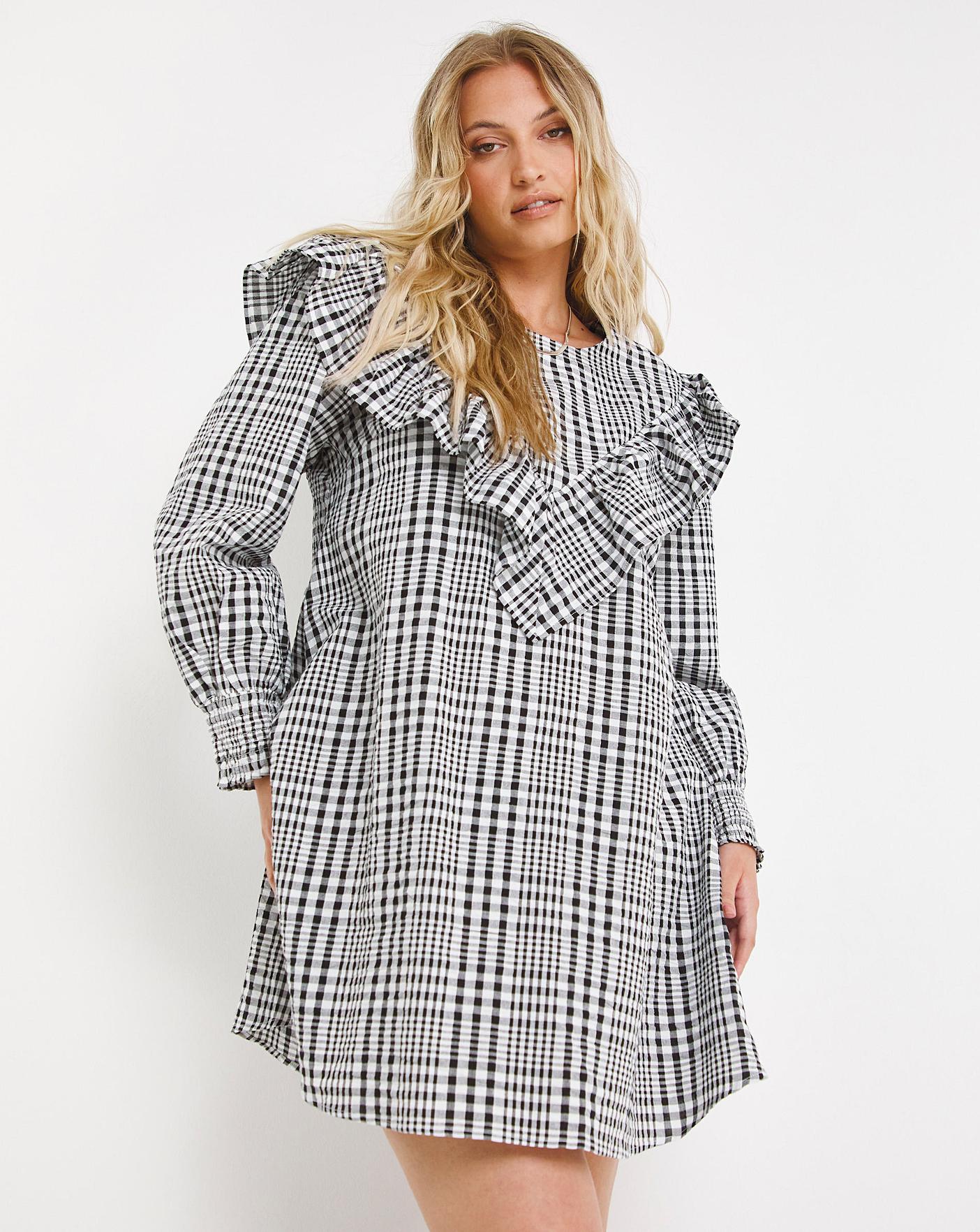 Checked shift dress sale