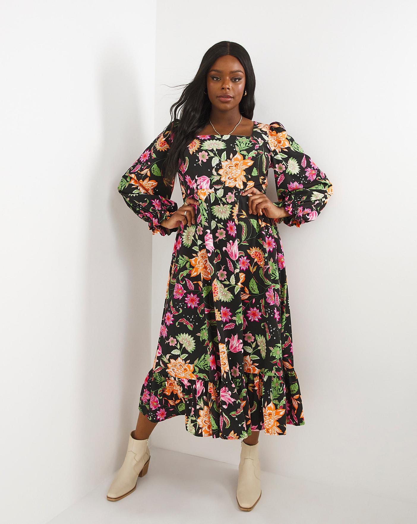 Floral chuck on deals midi dress