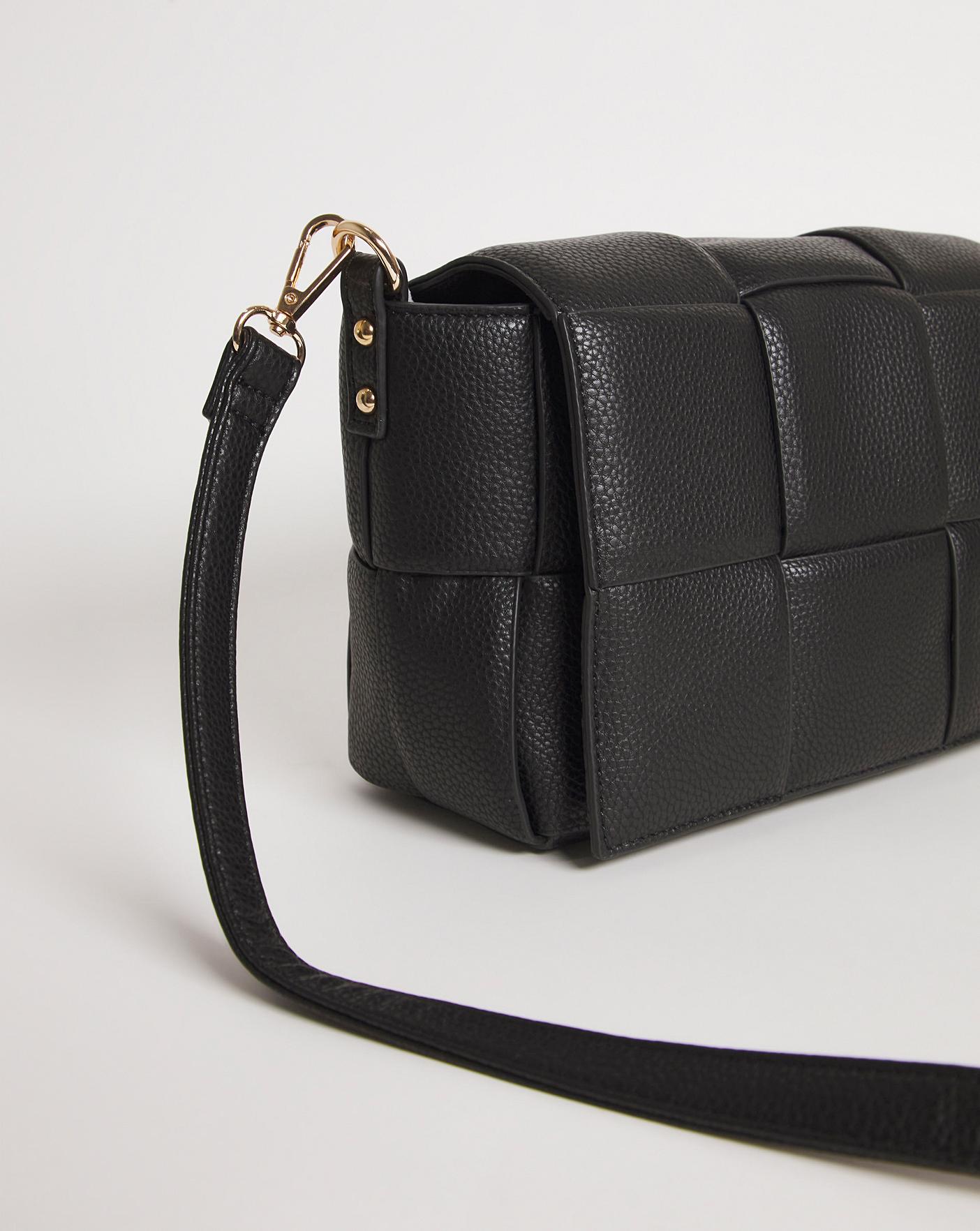 Black Woven Quilted Across Body Bag | J D Williams