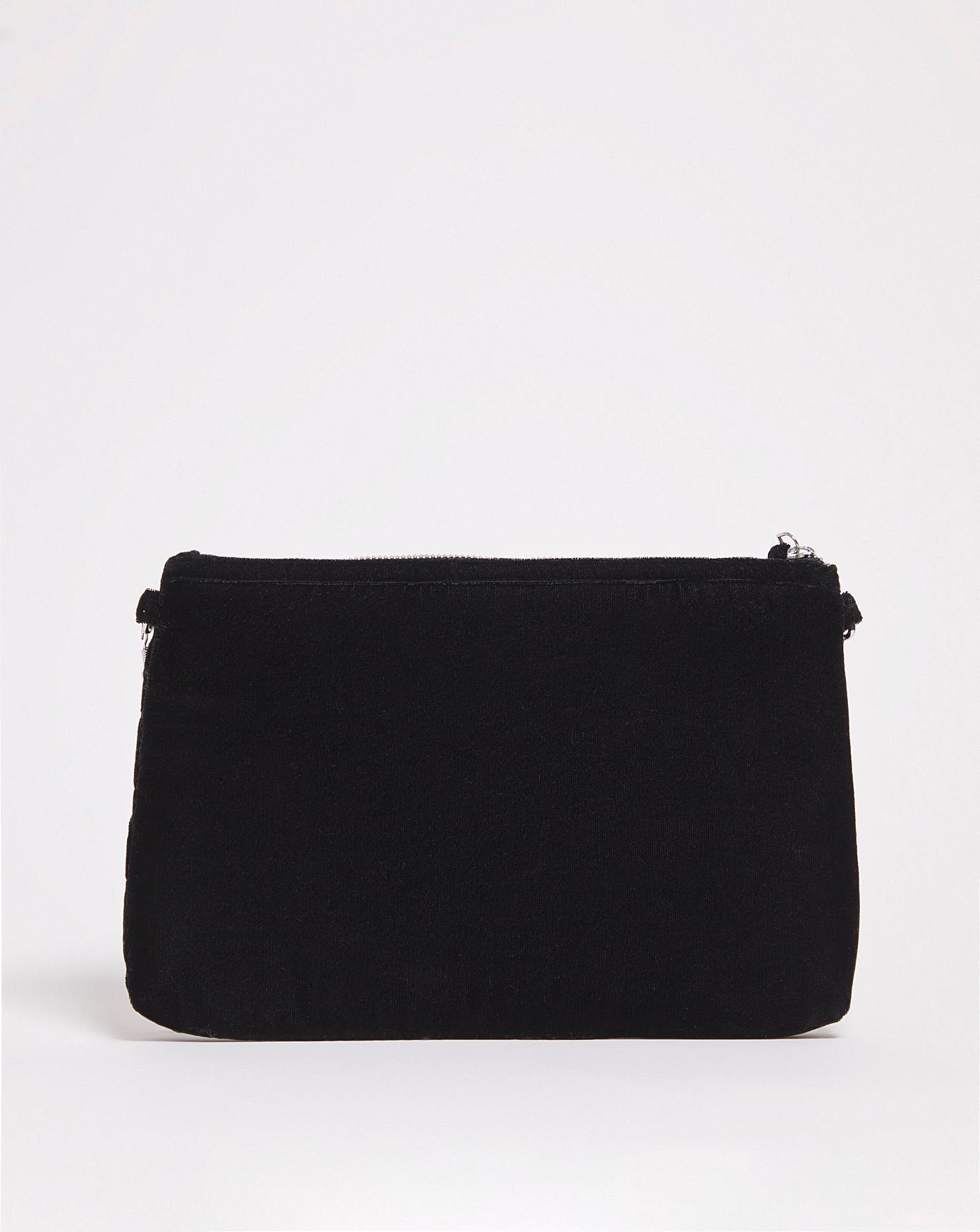 Black Leather and Suede Foldover Clutch Handbag, 'Empress in Black' – High  End Boutique
